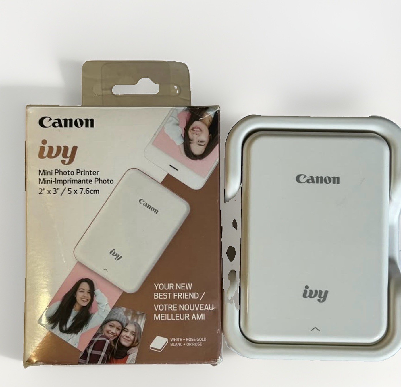 Canon Ivy Mini Mobile Photo Printer Rose Gold PV-123 Bluetooth ZINK 2x3 TESTED