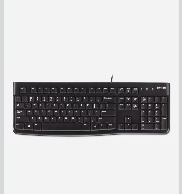Logitech K120 Full Size Wired Keyboard USB Plug-and-Play Windows - Black