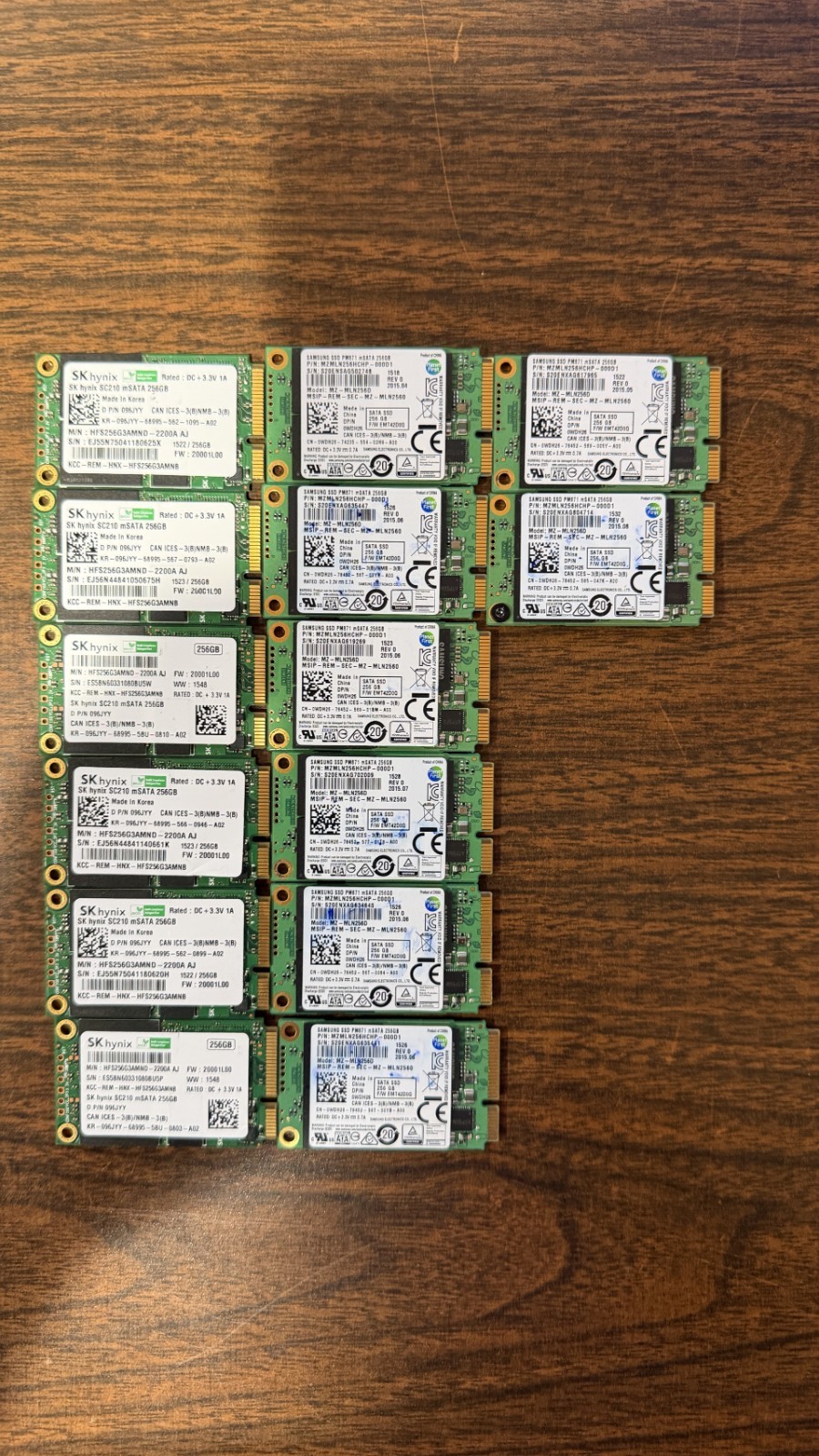 Lot of 14 mixed  SKhynix & Samsung 256GB MSATA SSD 096JYY 0WDH26