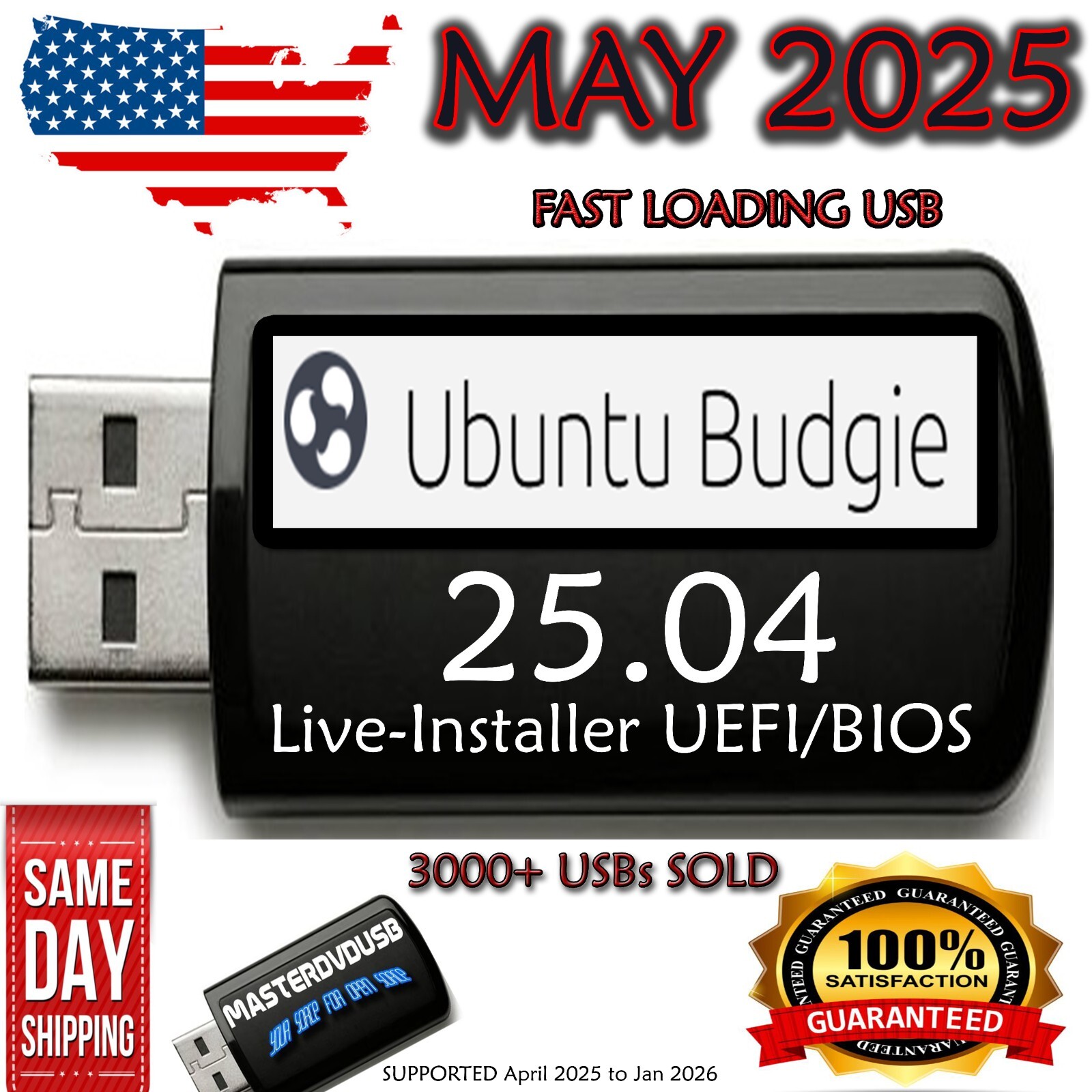 Ubuntu Budgie 25.04 USB Bootable LIVE | INSTALLER | UEFI | BIOS | LATEST VERSION