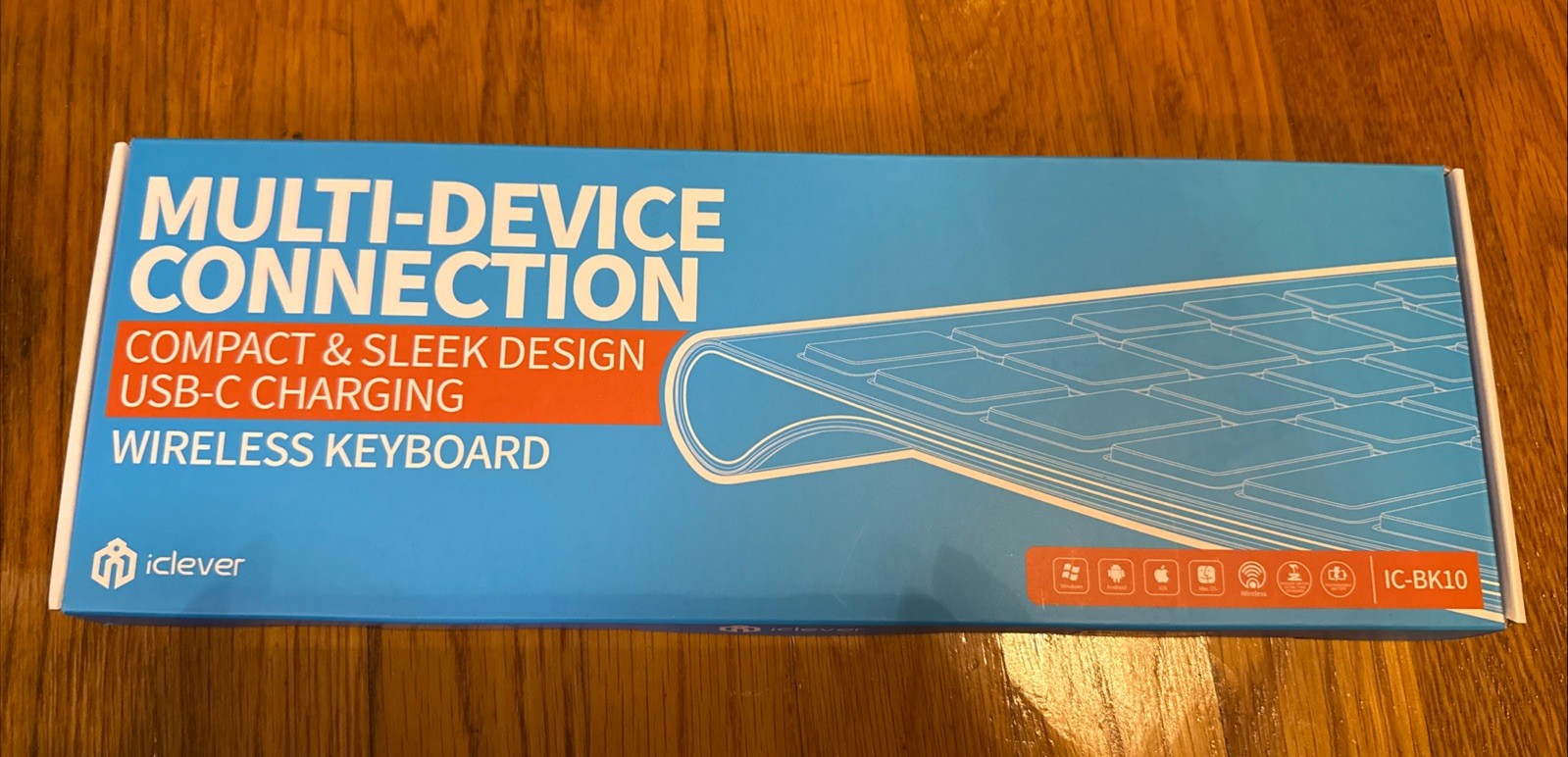 iClever IC-BK10 Silver Multi Device Ultra Slim Rechargeable Wireless Keyboard