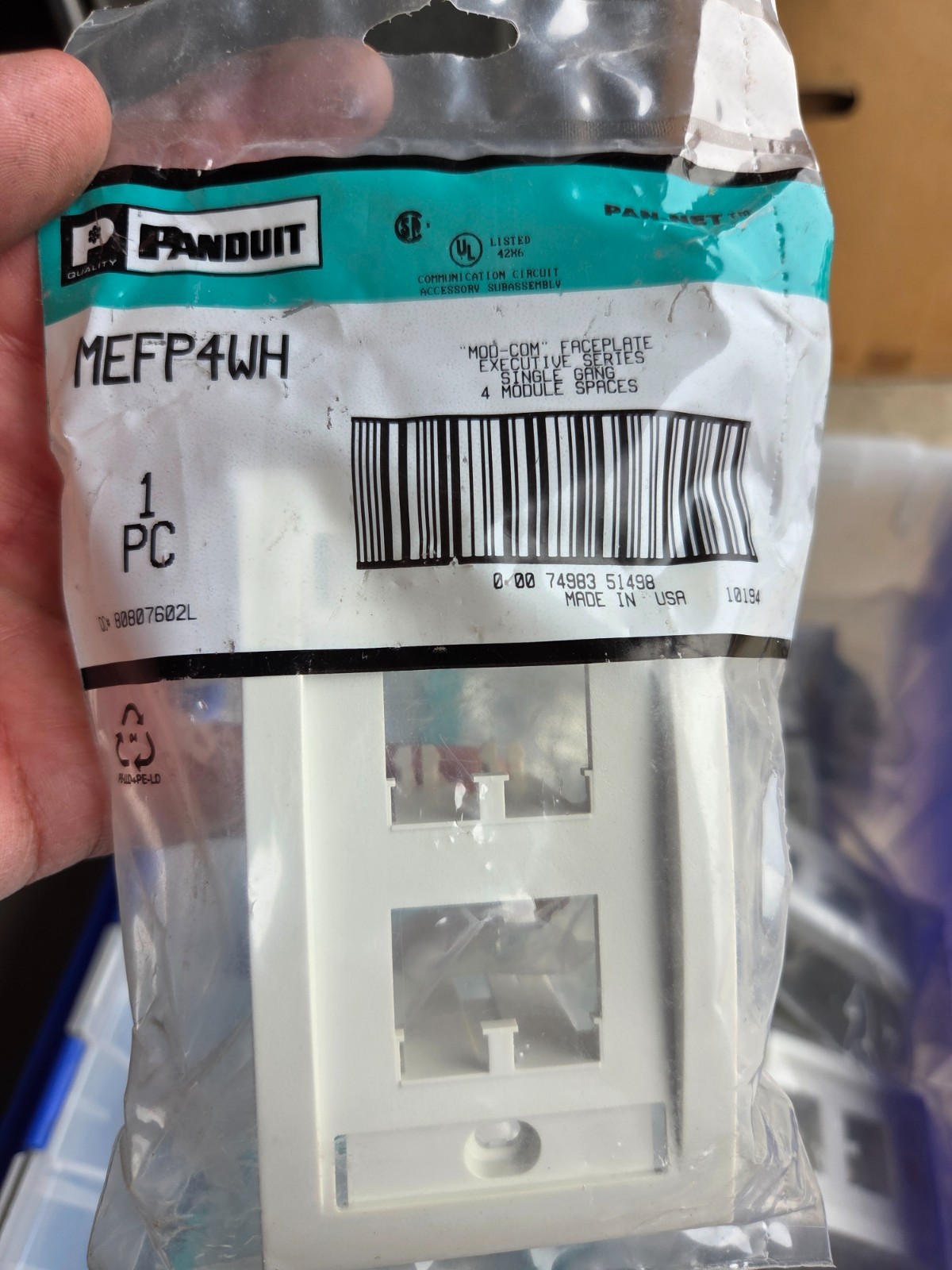 Panduit MEFP4WH Mini-Com 4 Port Faceplate White Keystone Wall Plate NEW Bulk