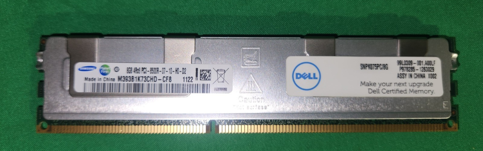 Samsung Planet First 8GB 4Rx8 PC3-07-10-H0-D2 Memory Server Dell Poweredge Teste