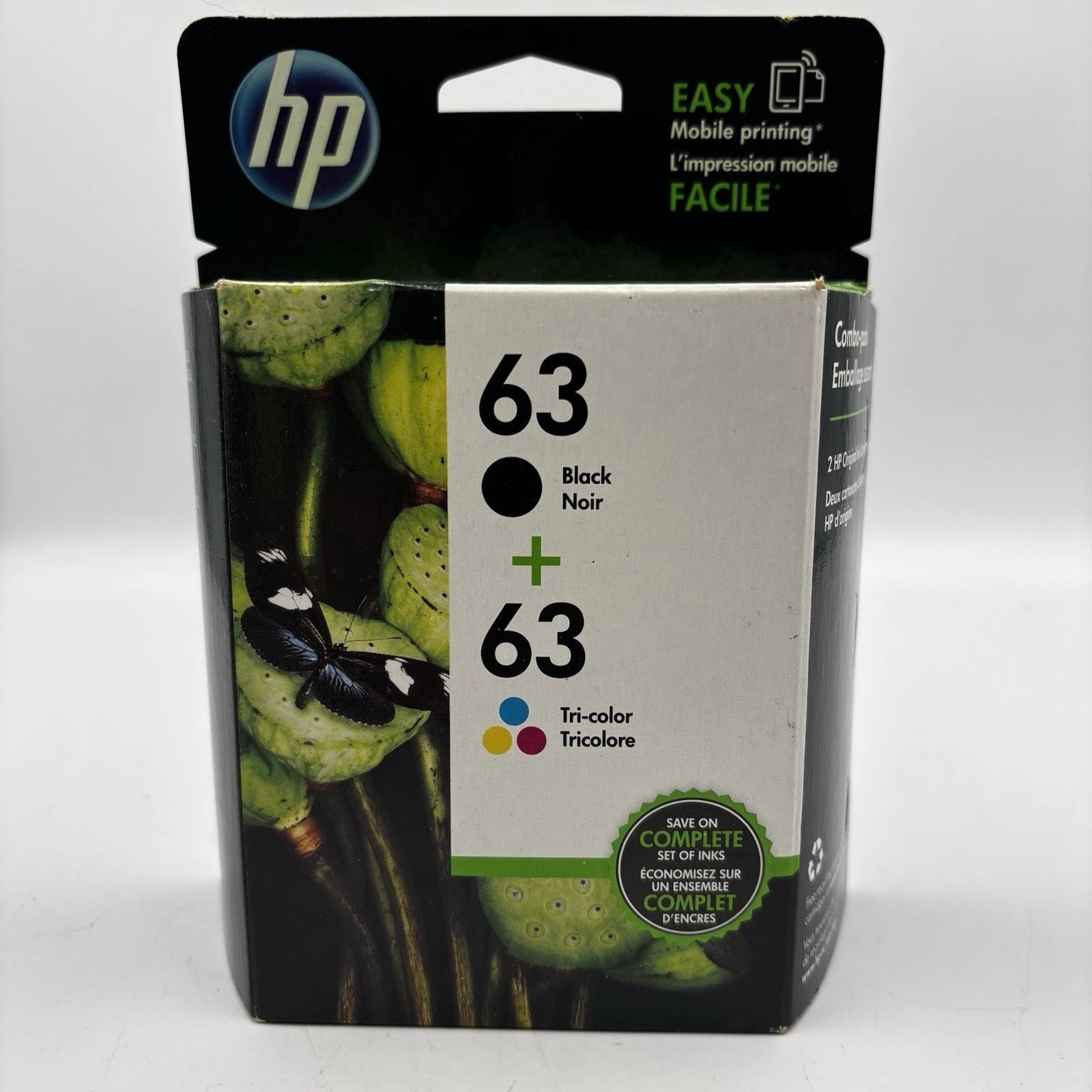 Genuine Factory Sealed HP 63 Black & 63 Color Ink Cartridges 2021-2022