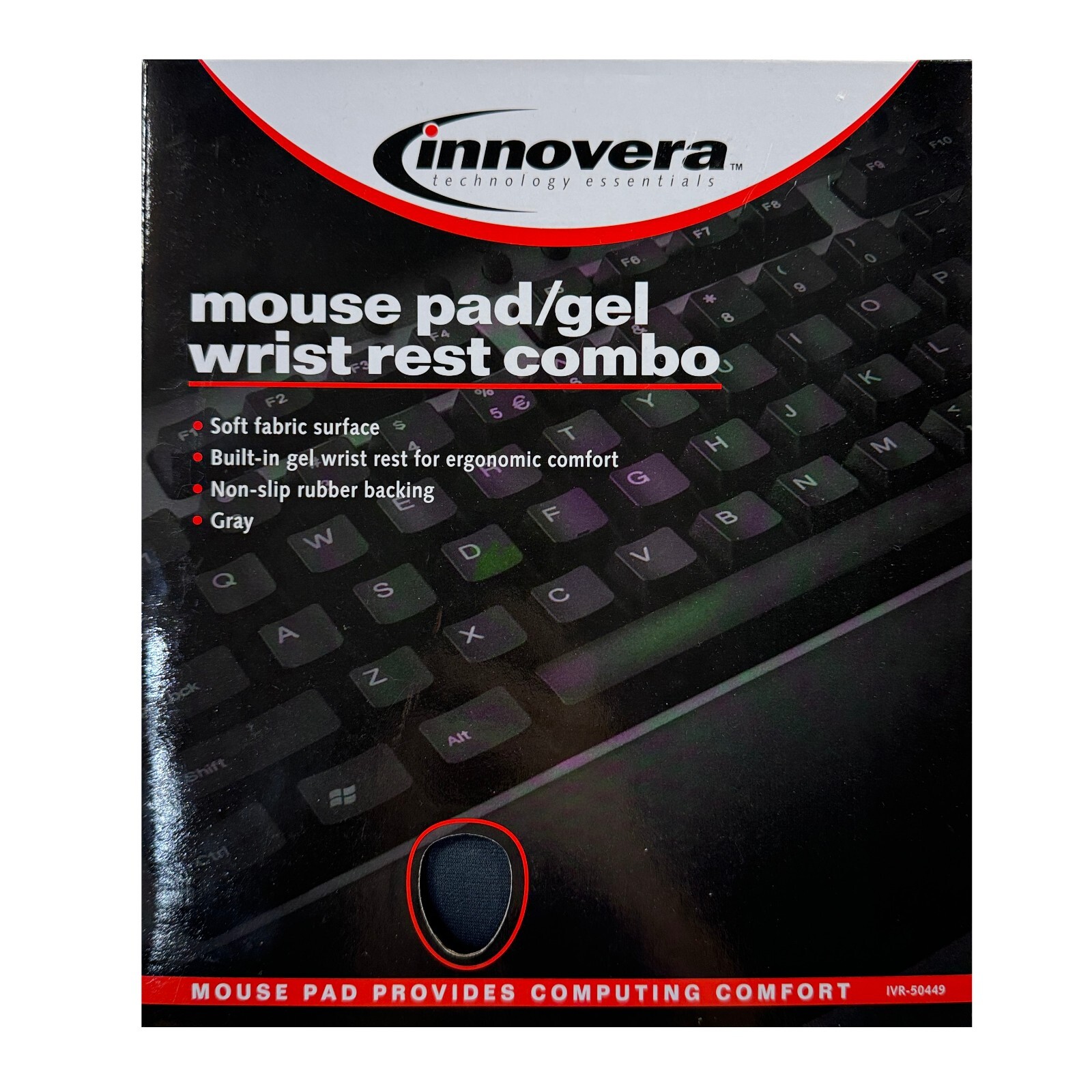 Innovera Mouse Pad / Gel Wrist Rest Combo, Comfort Non-Slip Rubber Back NEW BOX