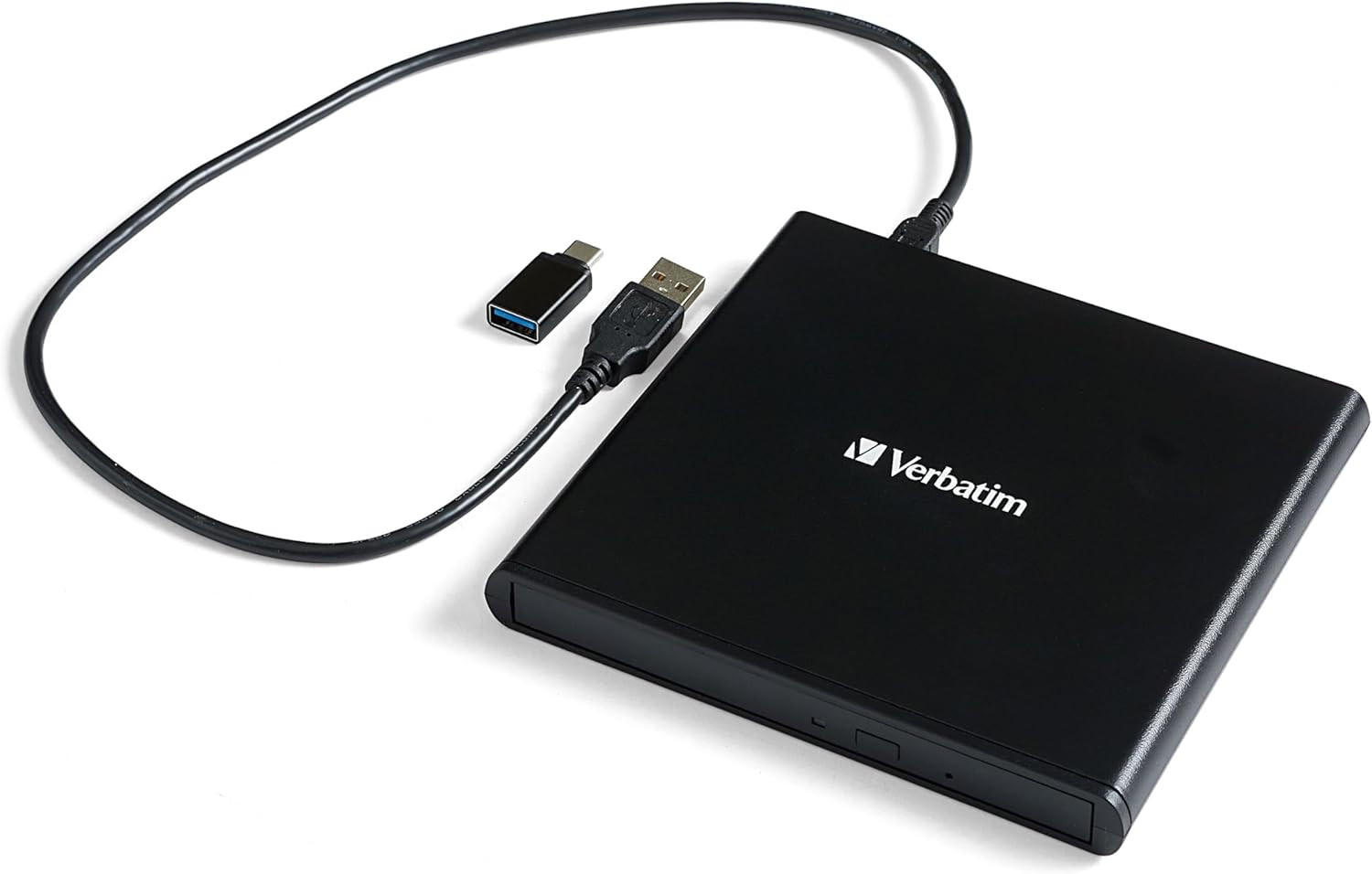 External Slimline CD/DVD Writer, USB 2.0, M-DISC, USB-C Adapter