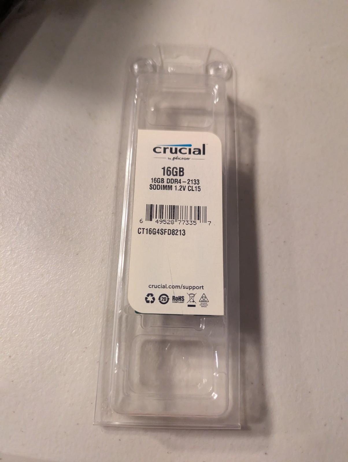 Crucial 16GB DDR4 2133 MHz PC4-17000 SODIMM Laptop Memory RAM 1x (CT16G4SFD8213)