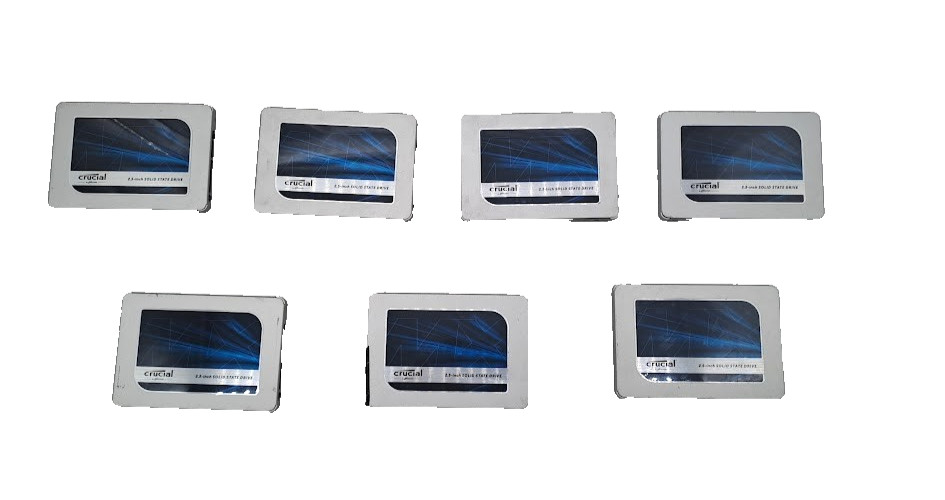 Lot of 7 Crucial MX500 CT250MX500SSD1 250 GB SATA III 2.5 in Solid State Drive