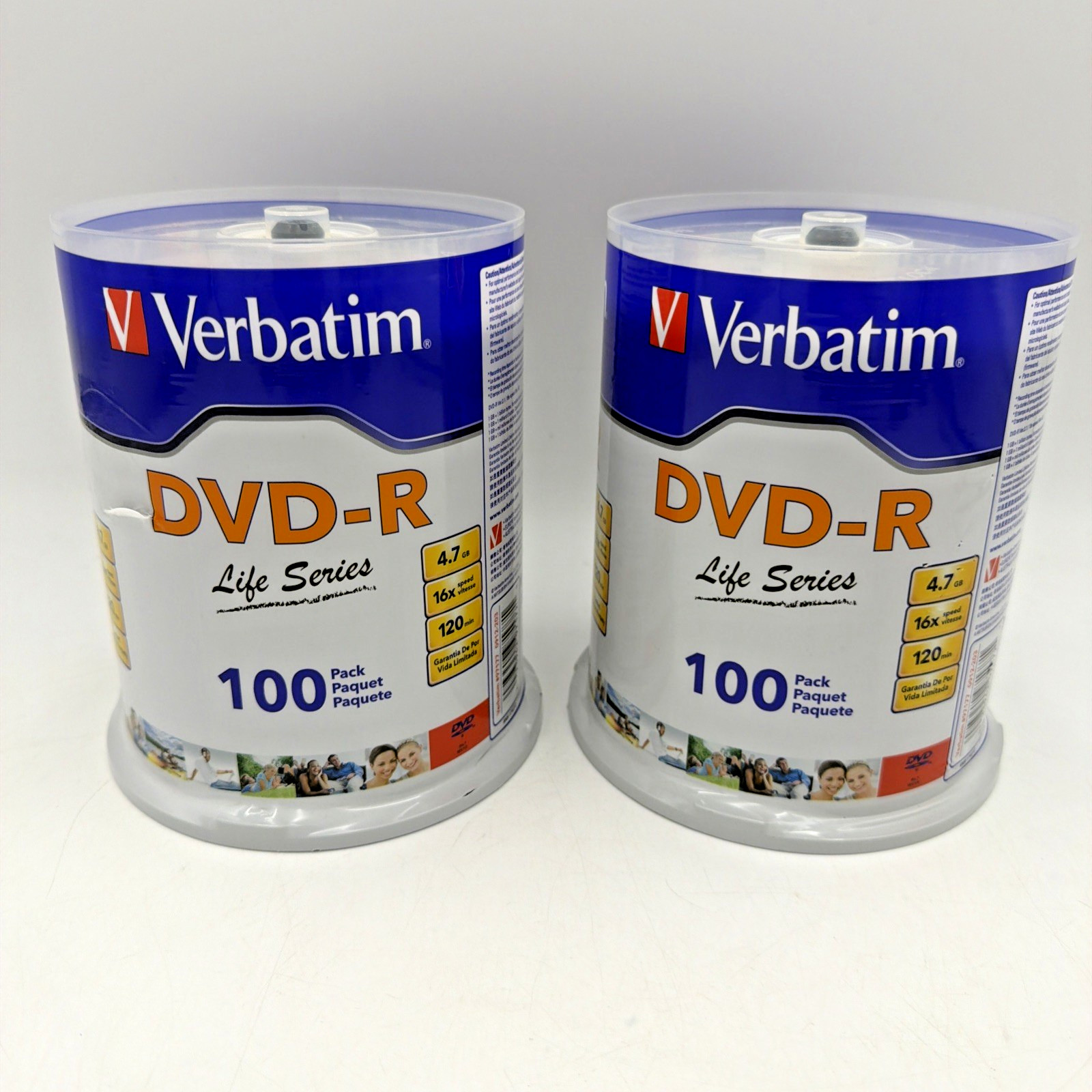 VERBATIM Life Series 16X Recordable DVD-R DVDR 4.7GB 120 min 200 Discs FAST SHIP