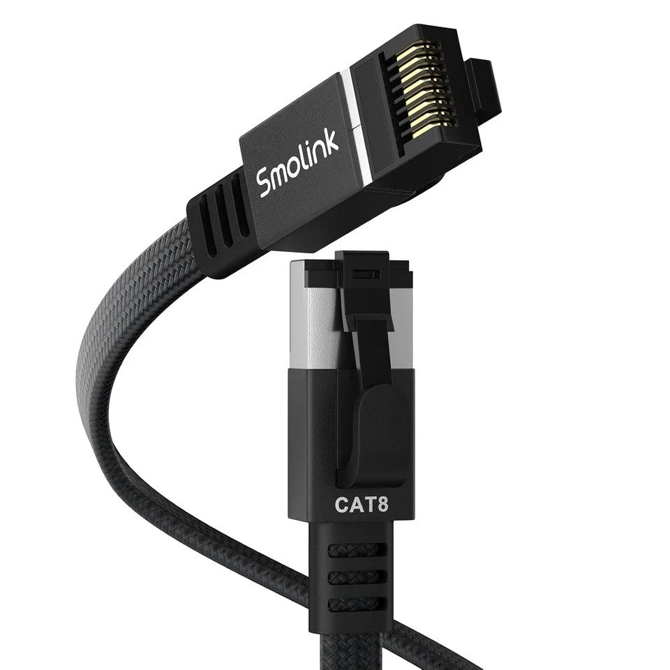Ethernet Cable 50 ft, Cat 8 Ethernet Cable with 40Gbps Braid Flat Cat8 50ft