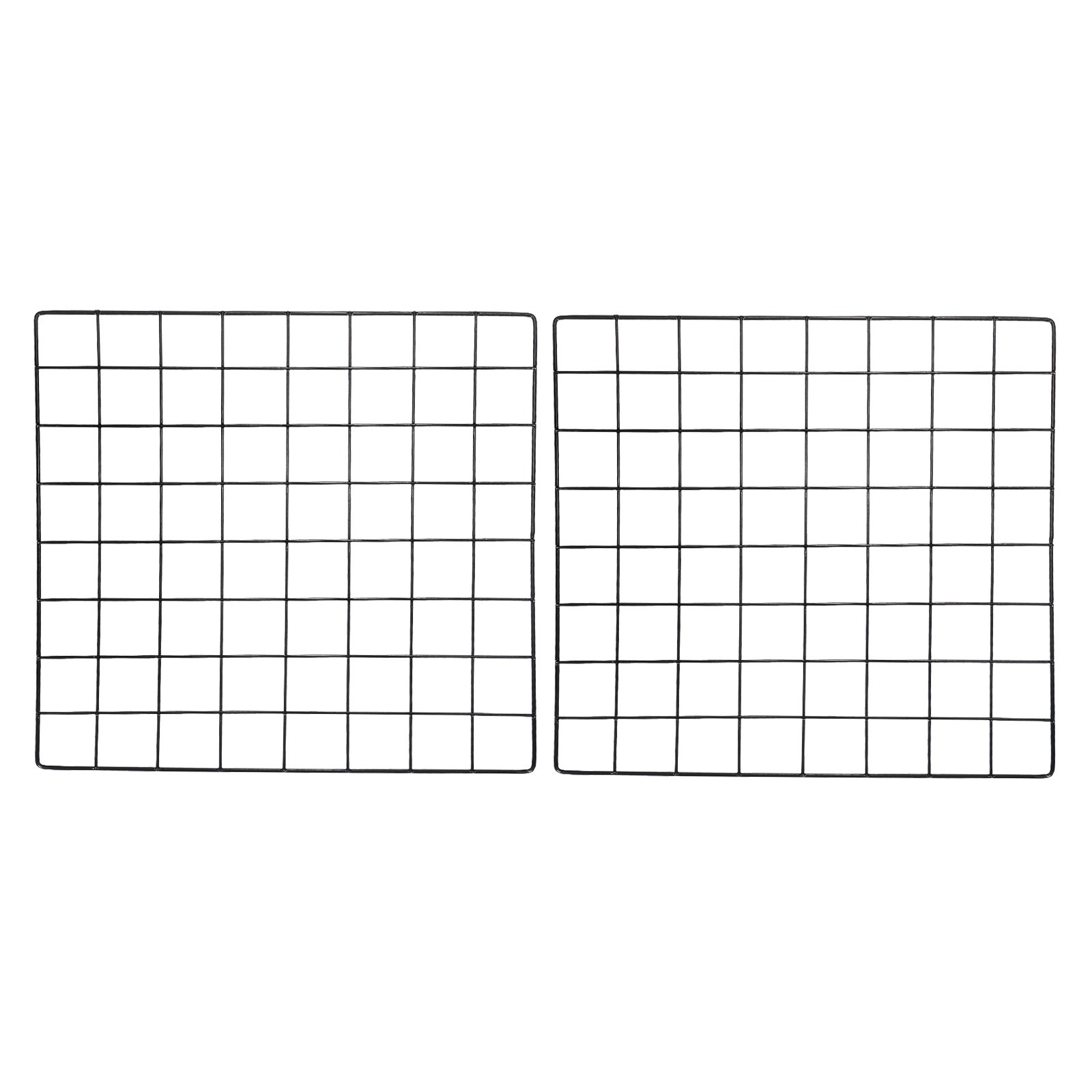 2Pcs Iron Wire Grid Panel Board Photo Display Holder Hanging Frame Black 16"x16"