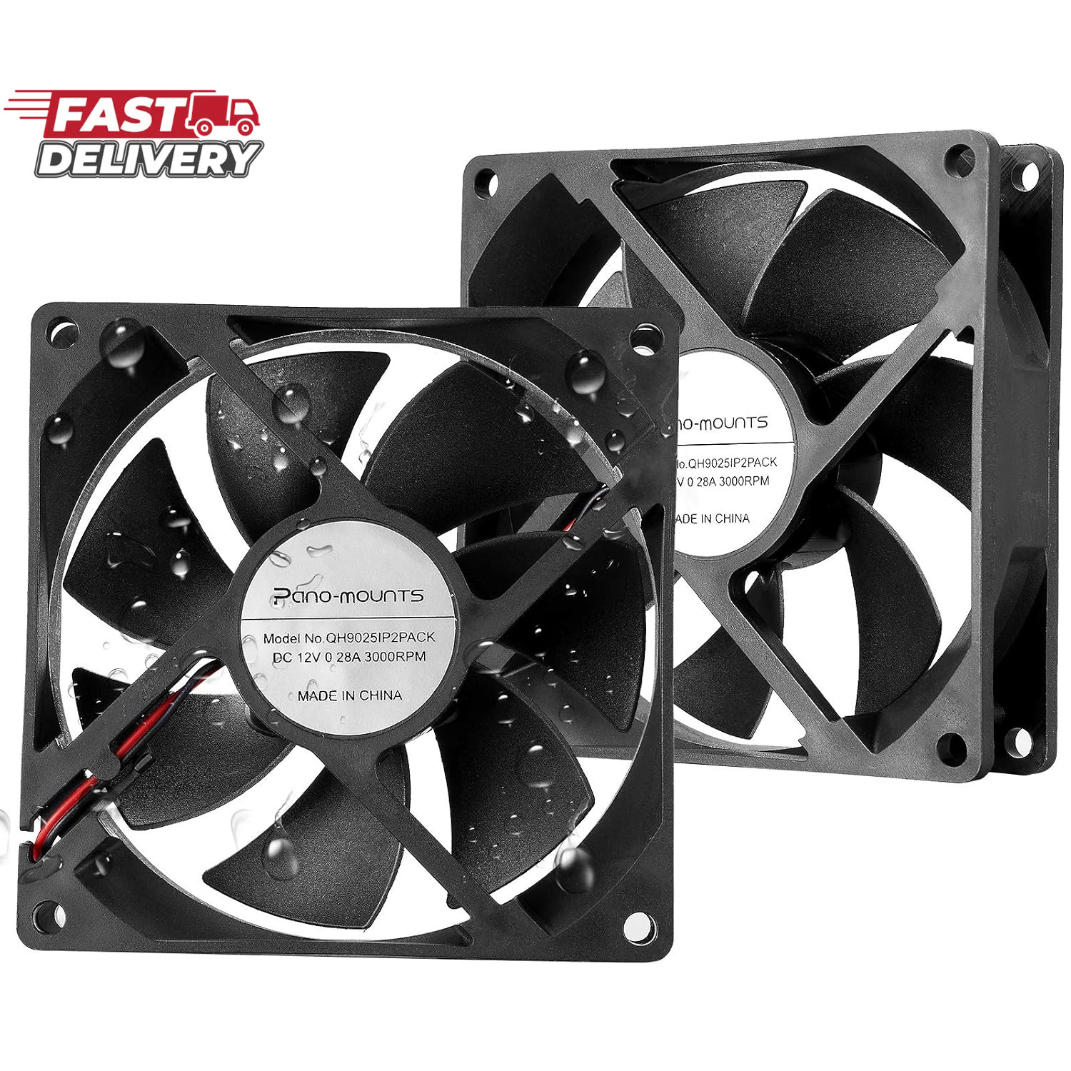 92Mm 90Mm 12V DC High Airflow Moisture-Proof Fan 2Pin XH2.54 3000RPM 2-Pack