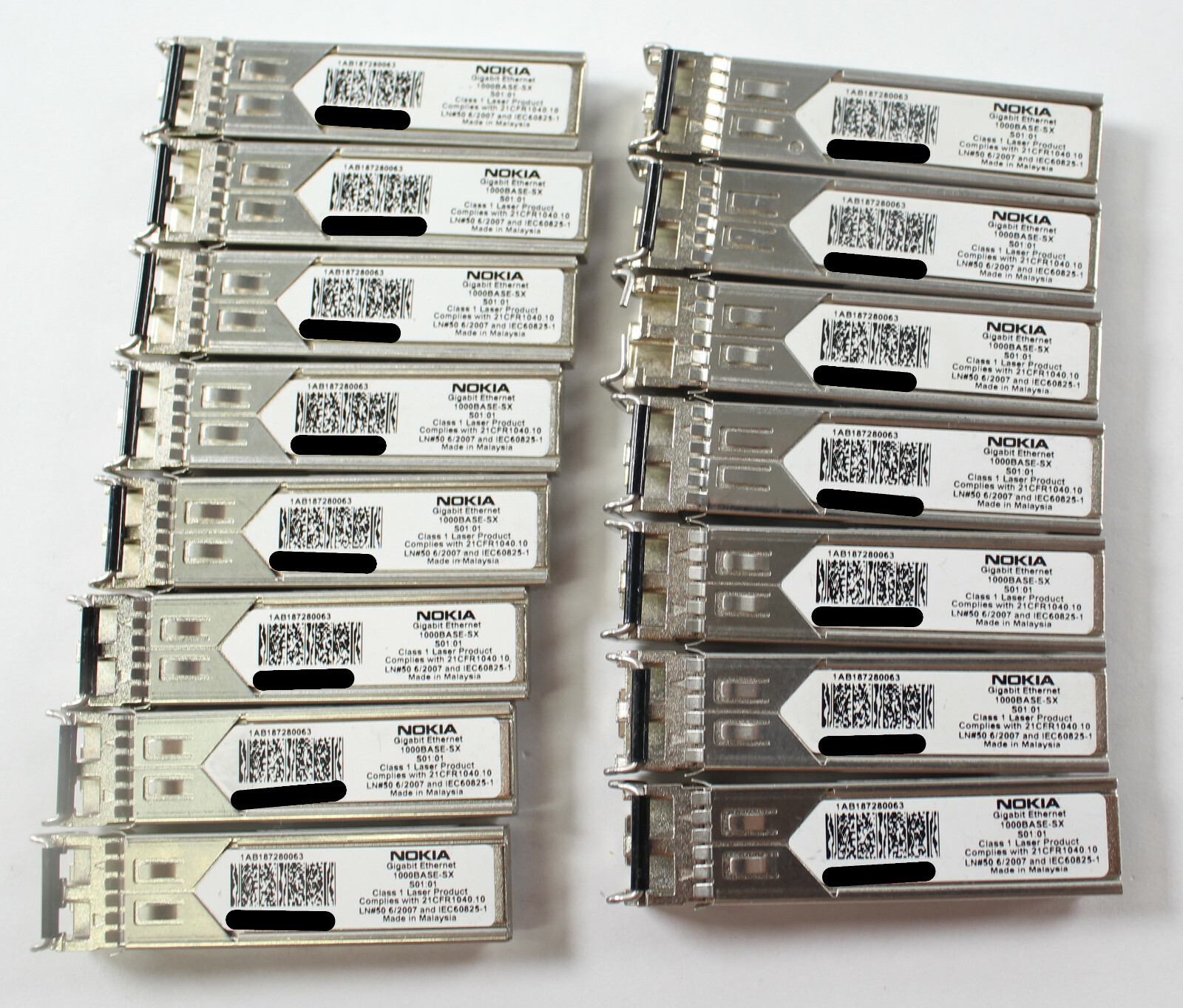 Lot of 15 Nokia 1AB187280063 1000BASE-SX 850nm SFP Transceiver Modules
