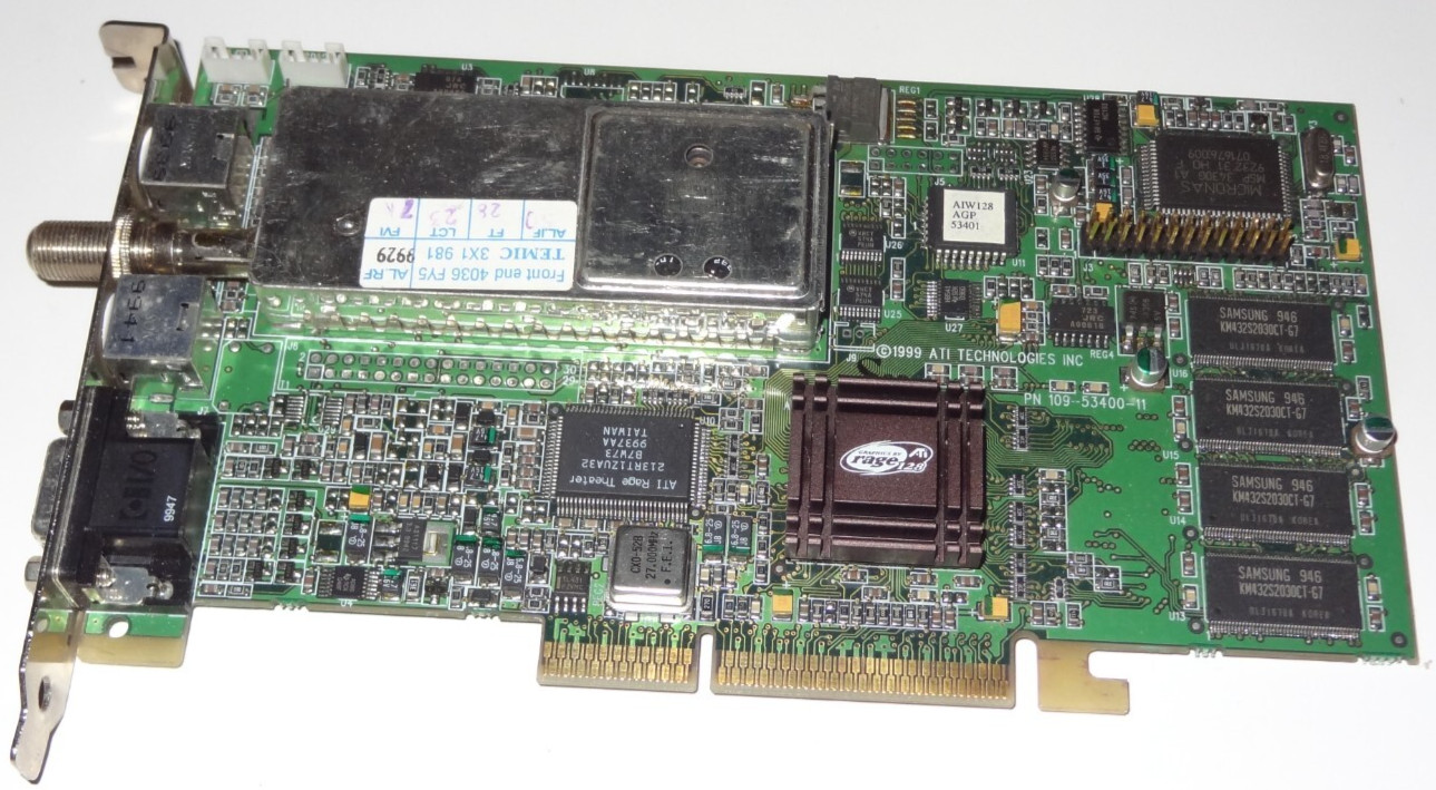 ATI All In Wonder AIW Rage  128 Theater 109-53400-11  1025340111 AGP Video Card