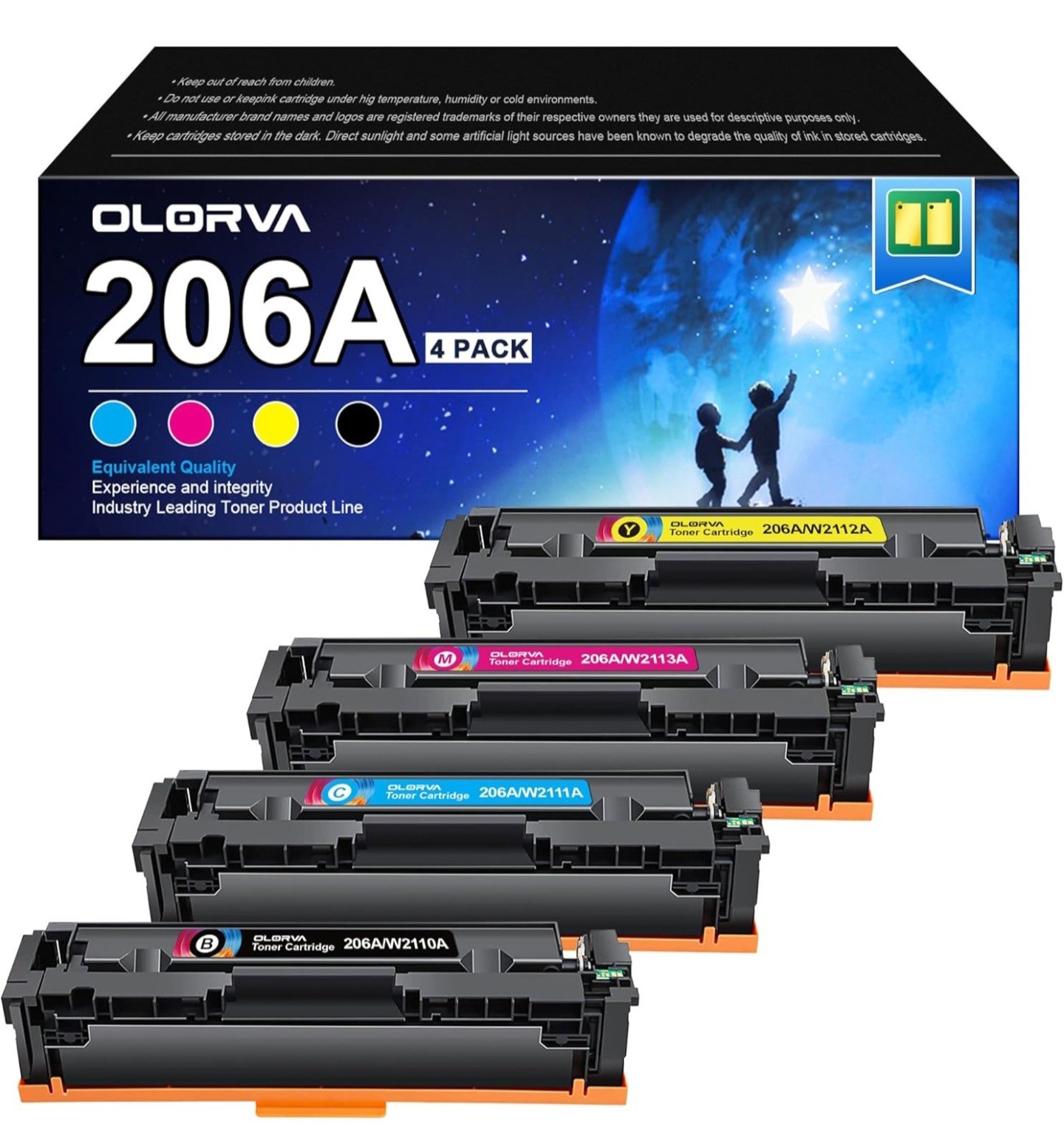 HP 206A Toner Cartridge 4 Pack Black Cyan Magenta Yellow Replacement