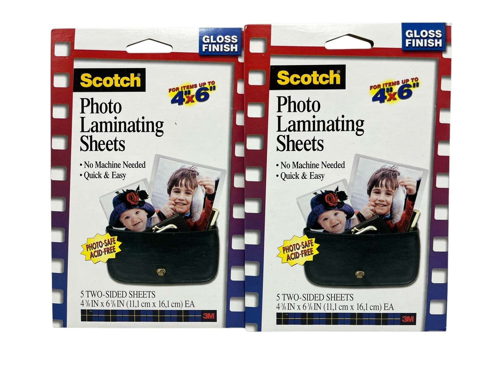 TWO ~ 3M Photo Laminating Sheets 5 Two-Sided 4-3/8 x 6-3/8 in. PL900G Sealed