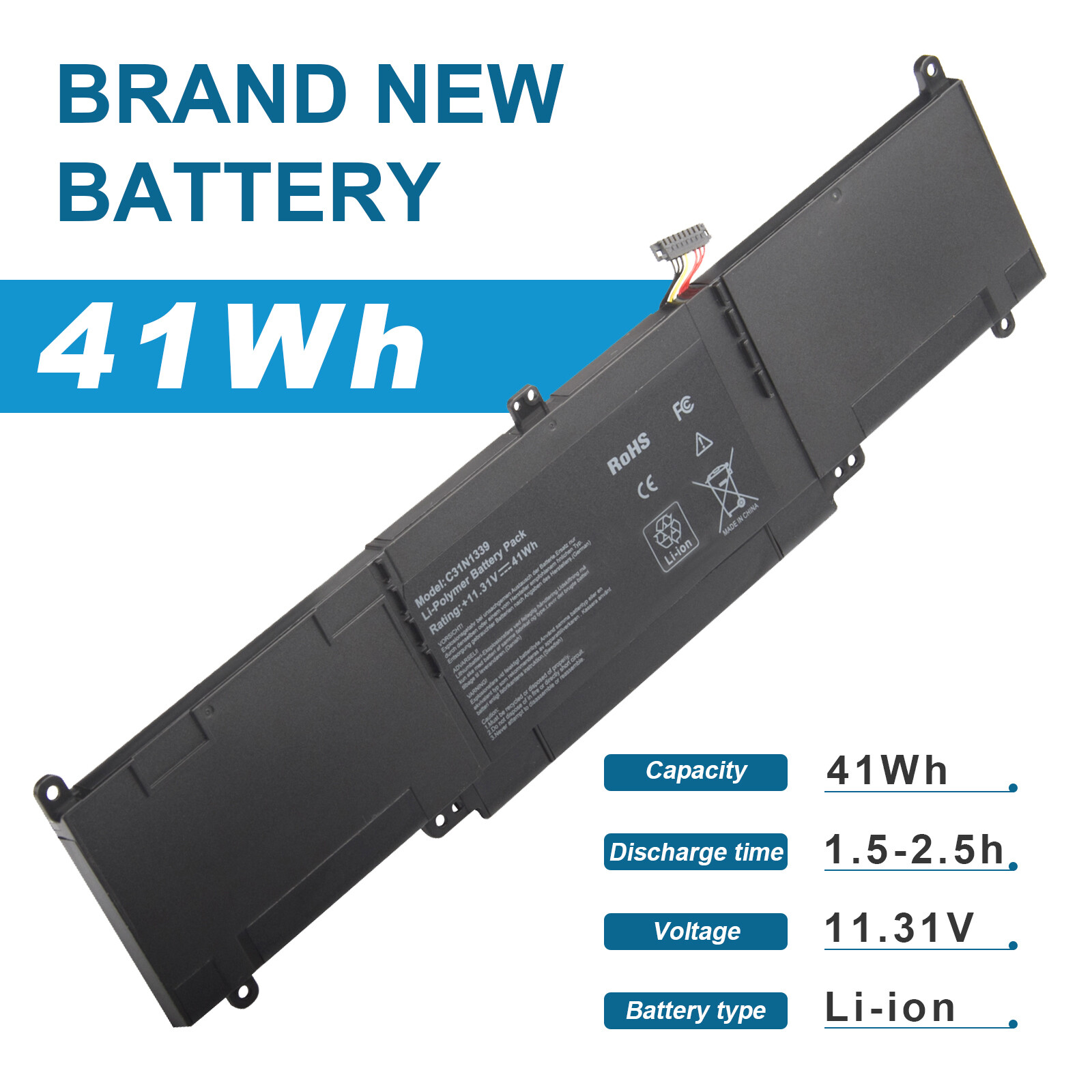 6 Cells C31N1339 Battery for Asus UX303 UX303L UX303U UX303LA UX303LN Q302LA NEW