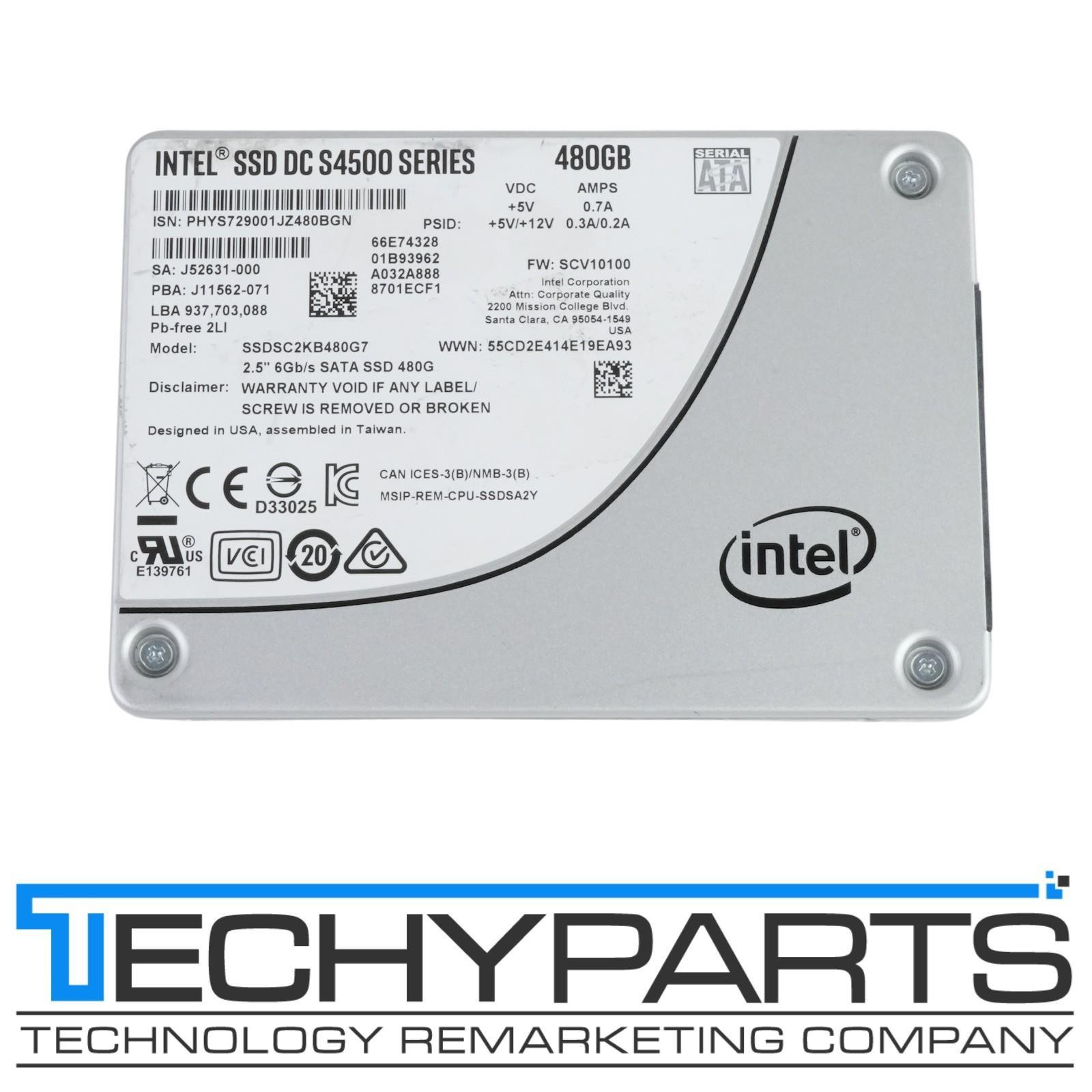 Intel DC S4500 Series 480GB SATA III 2.5" Solid State Drive SSDSC2KB480G7 100%