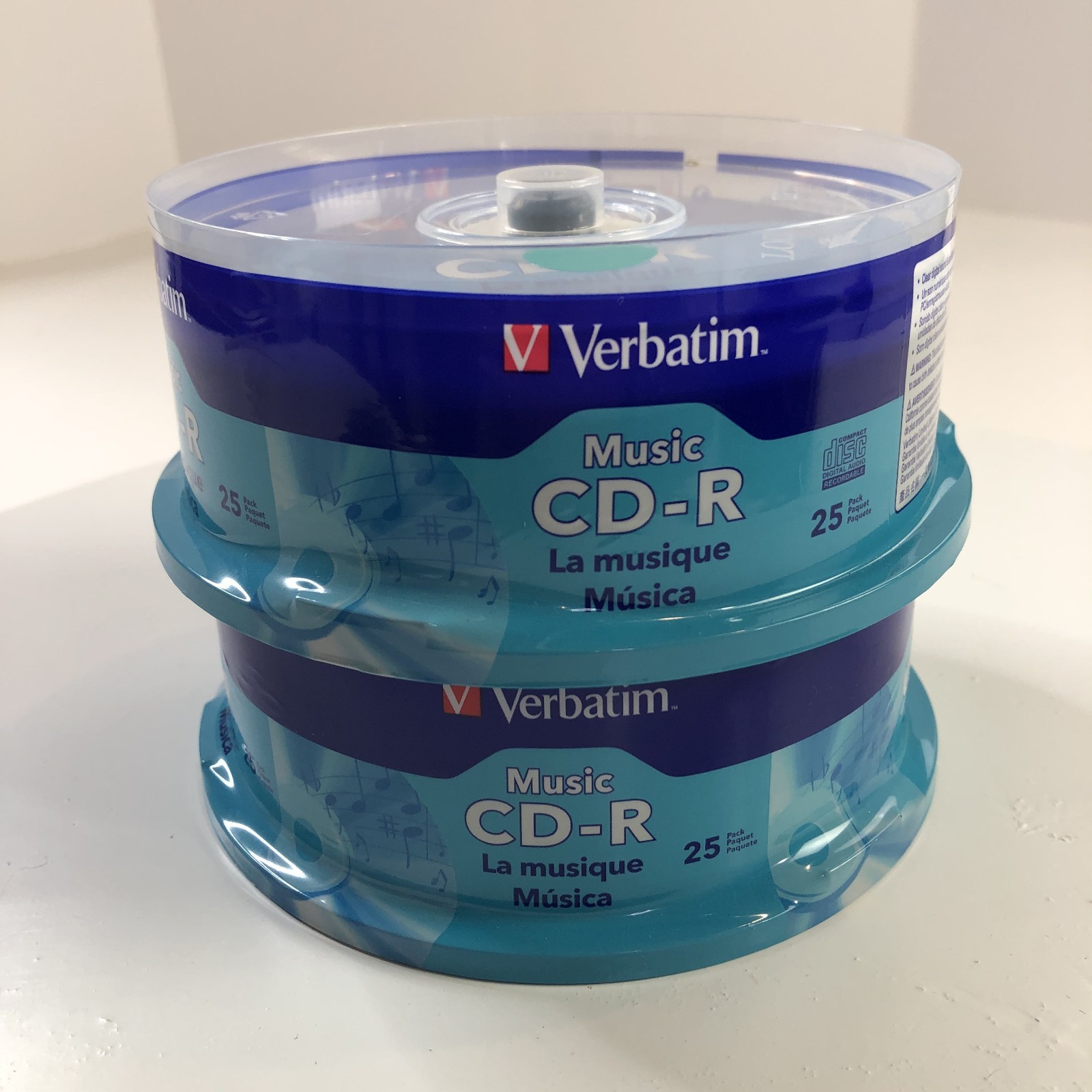 2 x Verbatim Music CD-R 40X 700MB Audio Media Disc 96155 Sealed 25 Ea. 50 Total