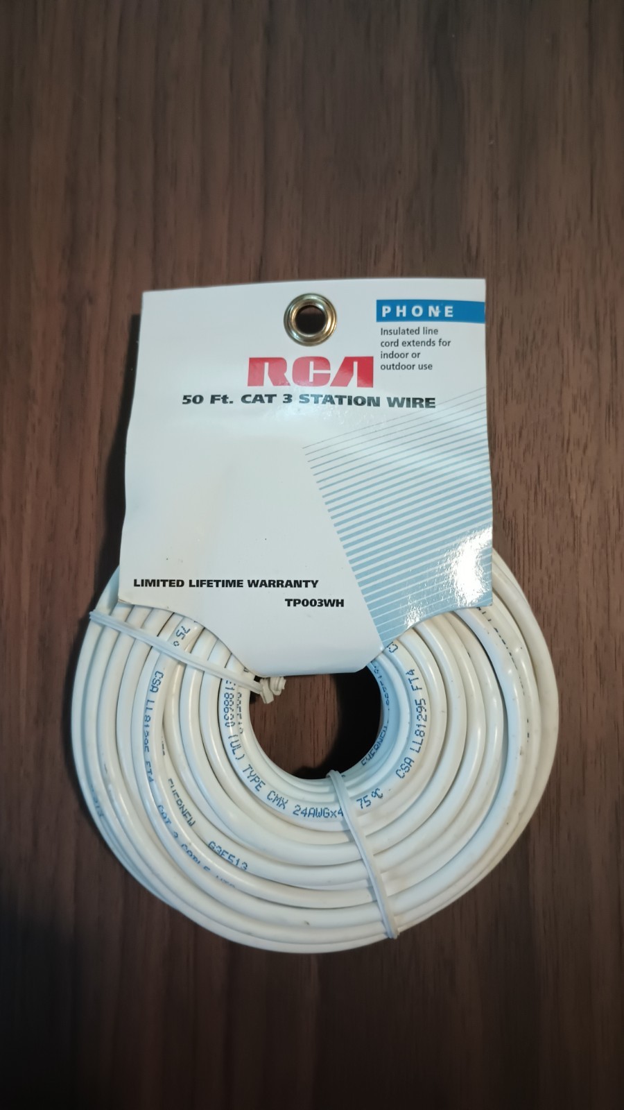 RCA 50ft CAT 3 Station Wire TP003WH Insulated Line Works W Phones NEW