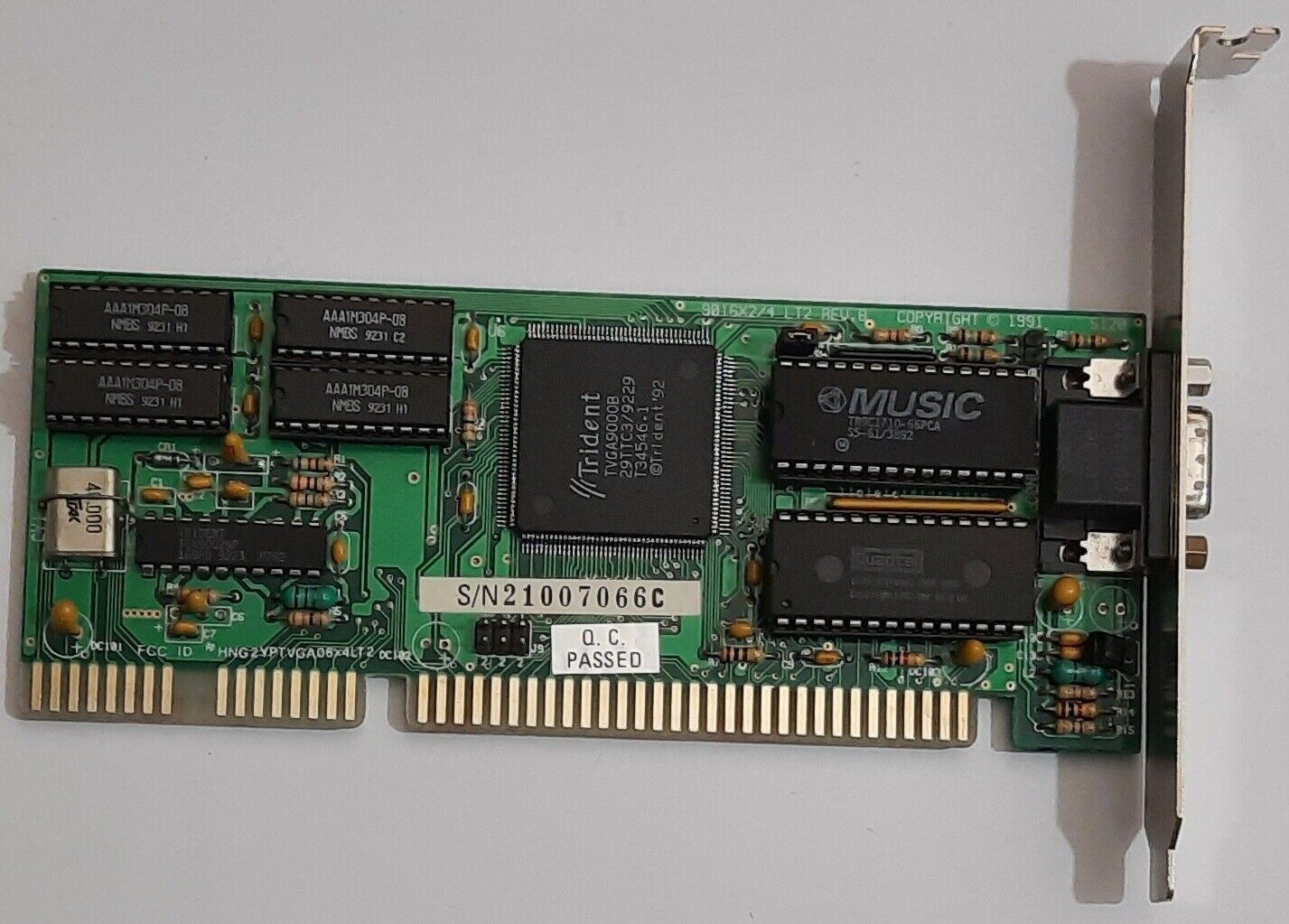 Trident 9016X2/4 LT2 REV. B ISA Graphics Card (TVGA9000B, 512KB, Retro, 1993)