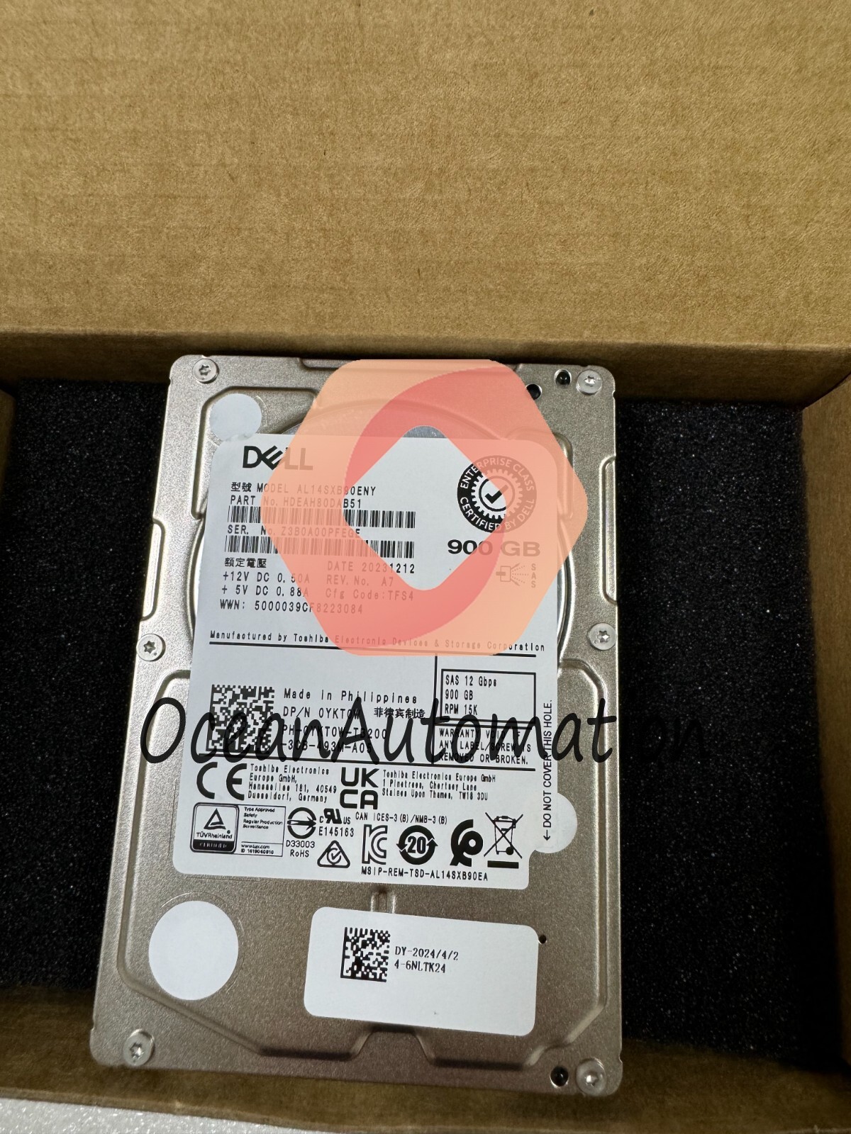 New 1Pcs YKT0W 0YKT0W DELL HDD 900GB / 15K / SAS 12G / 2.5" SFF / G11 G12 G13