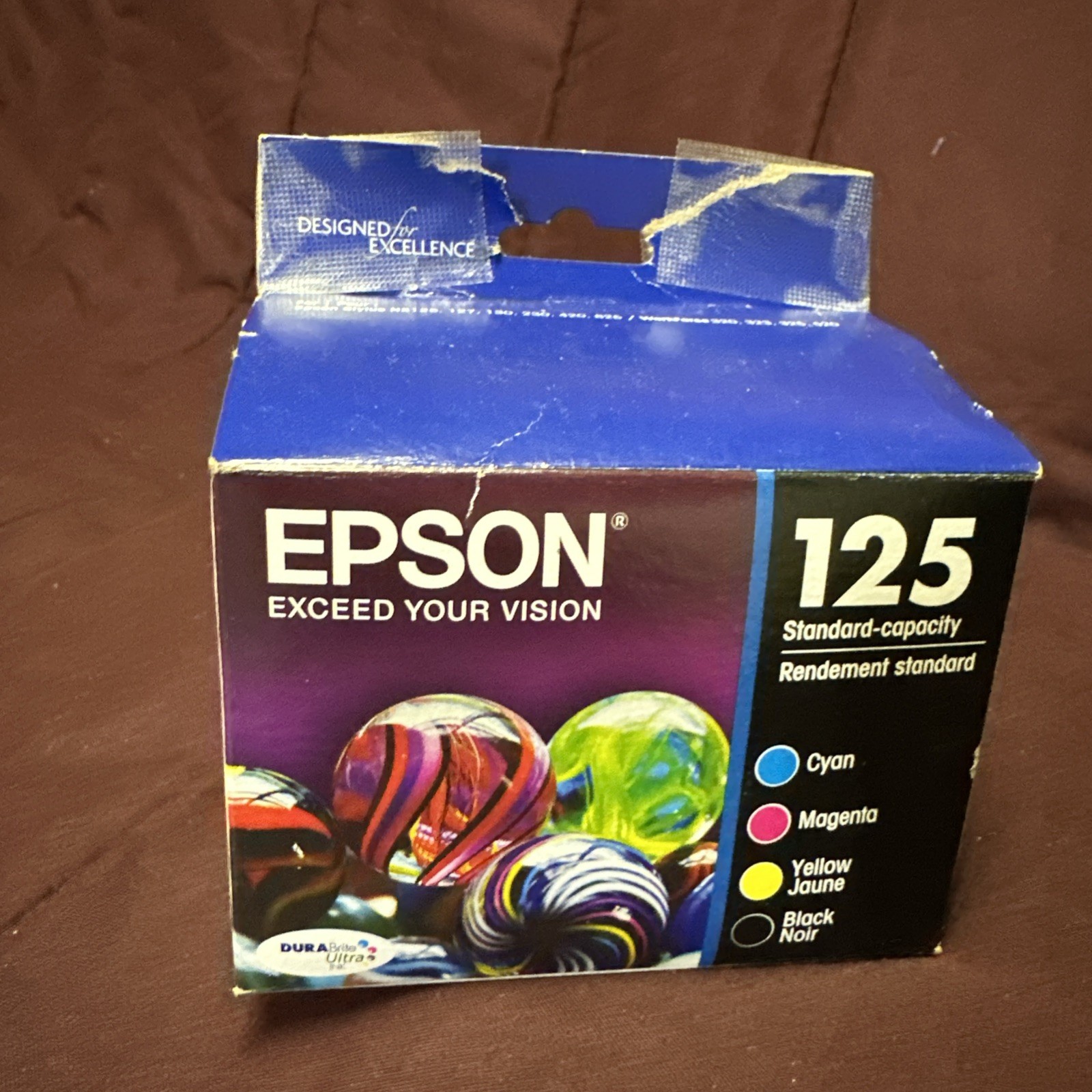 Epson 125 Ink Cartridge -Missing Cyan Ink, 2 Yellow Ink In The Box -Open Box
