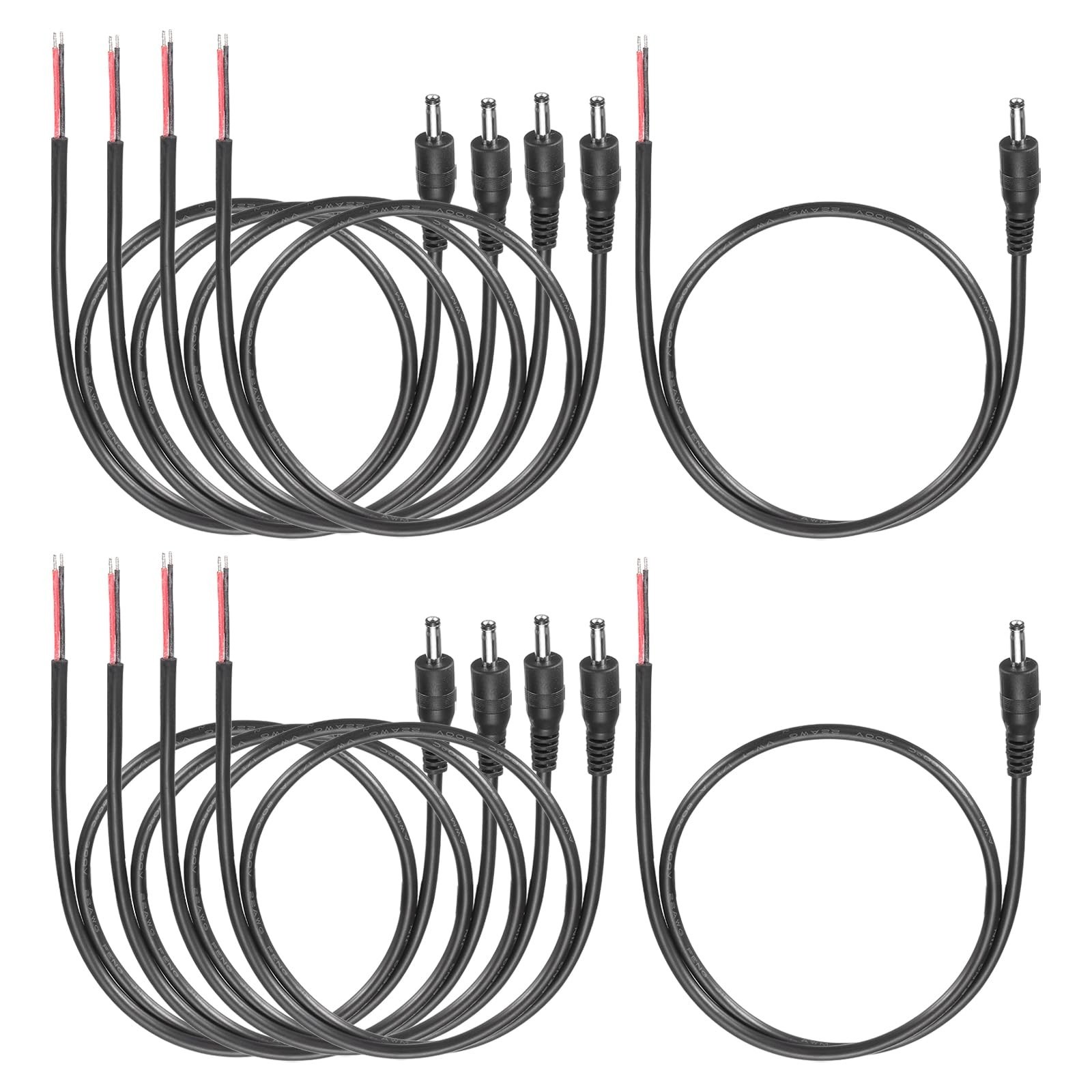 10pcs DC Power Pigtails Cable 3.5mm x 1.35mm Male Barrel Plug to Bare Wire 50cm