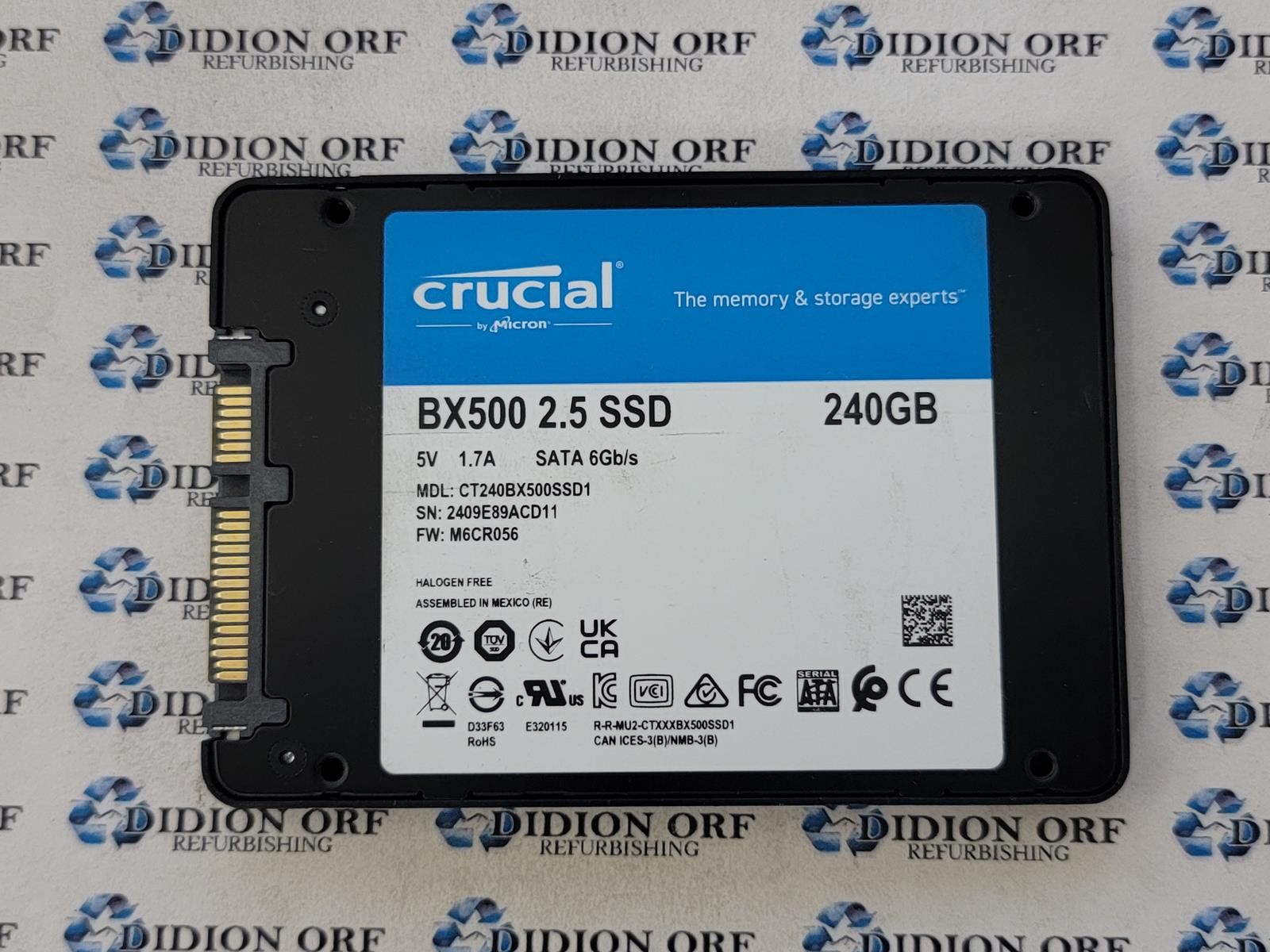 CRUCIAL BX500 240GB 2.5" SATA SSD CT240BX500SSD1, Grade A+, SKU 19215