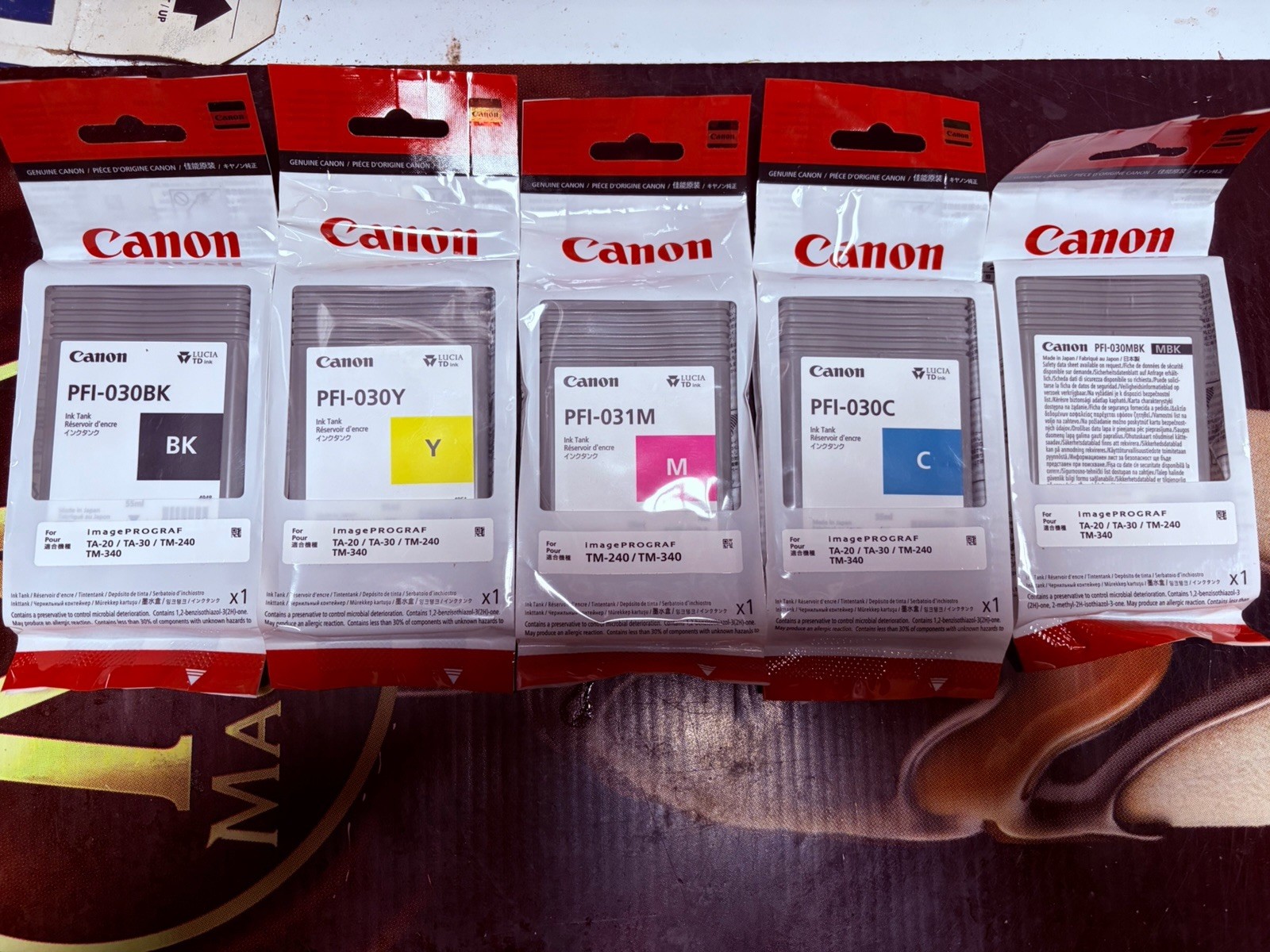 Canon PFI-030 Ink Cartridges C/MBK/M/BK/Y BRAND NEW