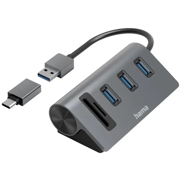 Hama 200140 00 USB Hub 5 Ports USB-A, microSD, SD USB 3.2 Gen1 5Gbps With Let