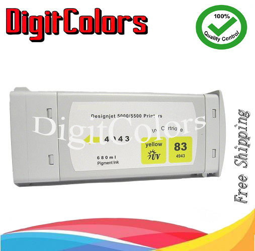 cartridge fits HP Designjet 5000 5500 HP 83 pigment INK yellow y C4943A non oem