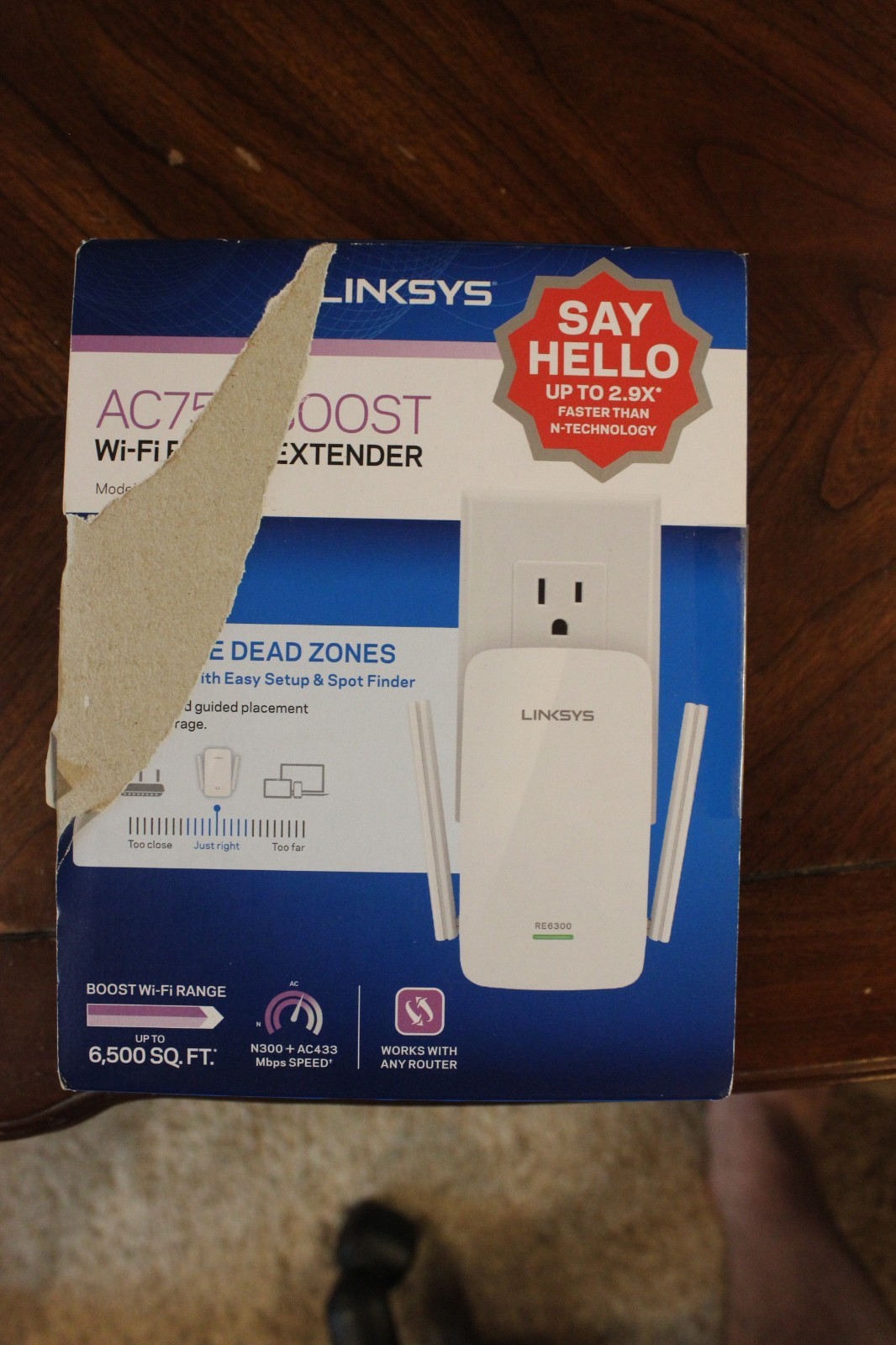 Linksys WiFi 5 Range Extender AC750 Signal Booster - White (RE6300)