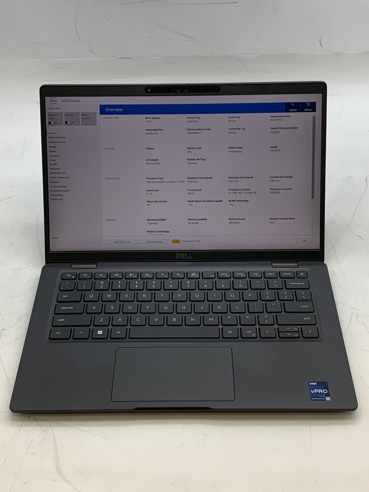 Dell 7430 12th Gen i7-1270P 16GB DDR5 No SSD
