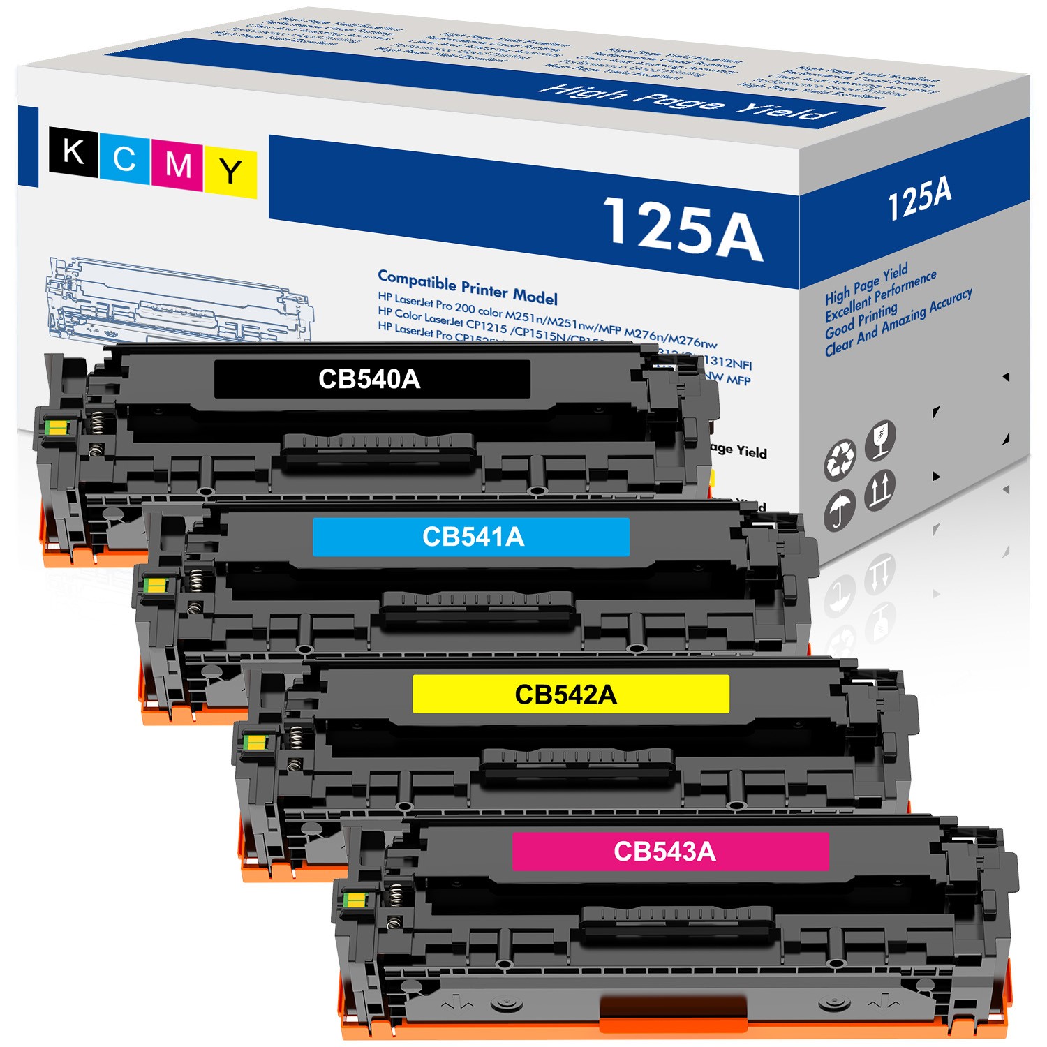 4x Toner Cartridge For HP 125A CB540A CB541A CB542A CB543A CP1215 CP1515n & MORE