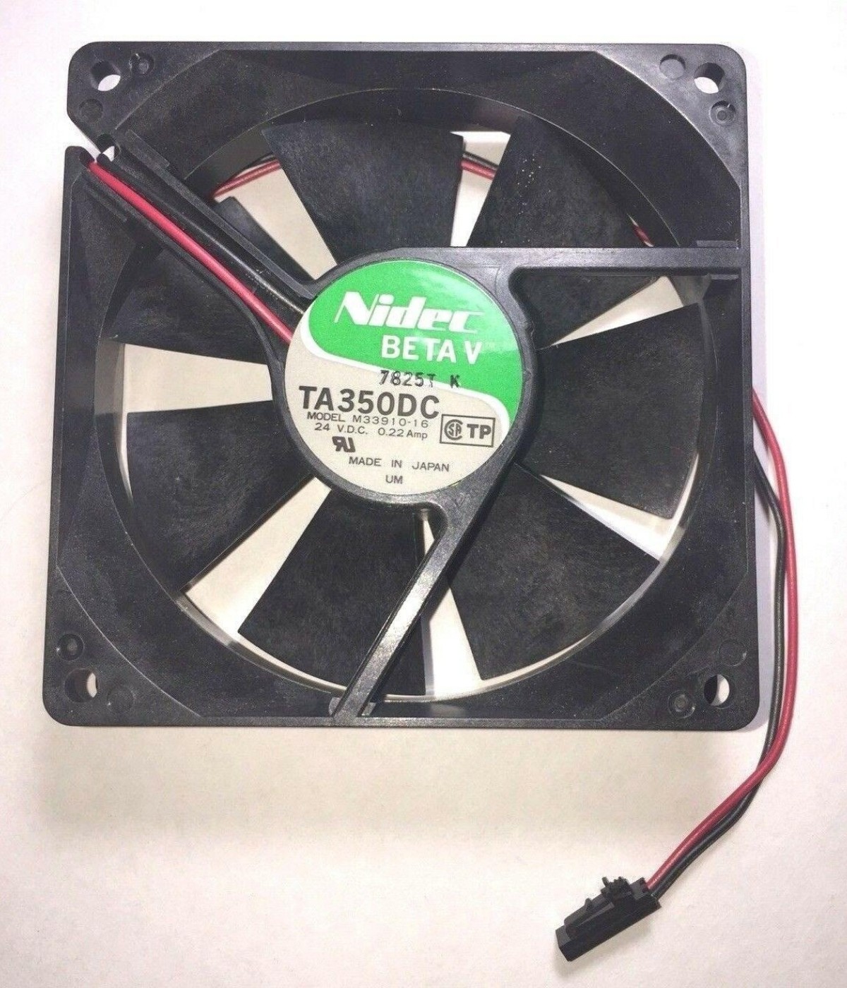 2pcs Nidec Beta V Cooling Fan TA350DC Model M33910-16 24V DC 0.22 Amp 2 pin