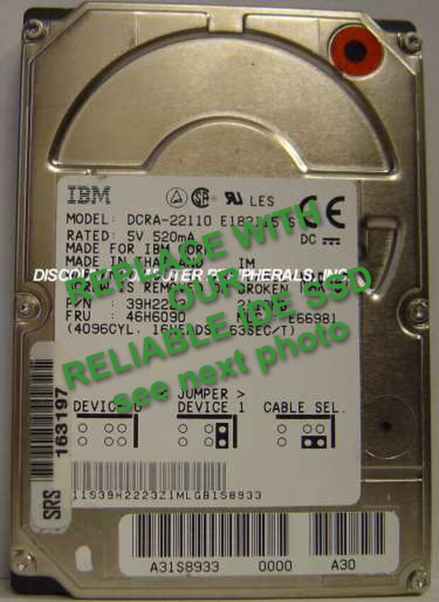 4GB IDE SSD Replace Worn Out DCRA-22110 Hard Drive with 2.5" 44 PIN CF SSD Card