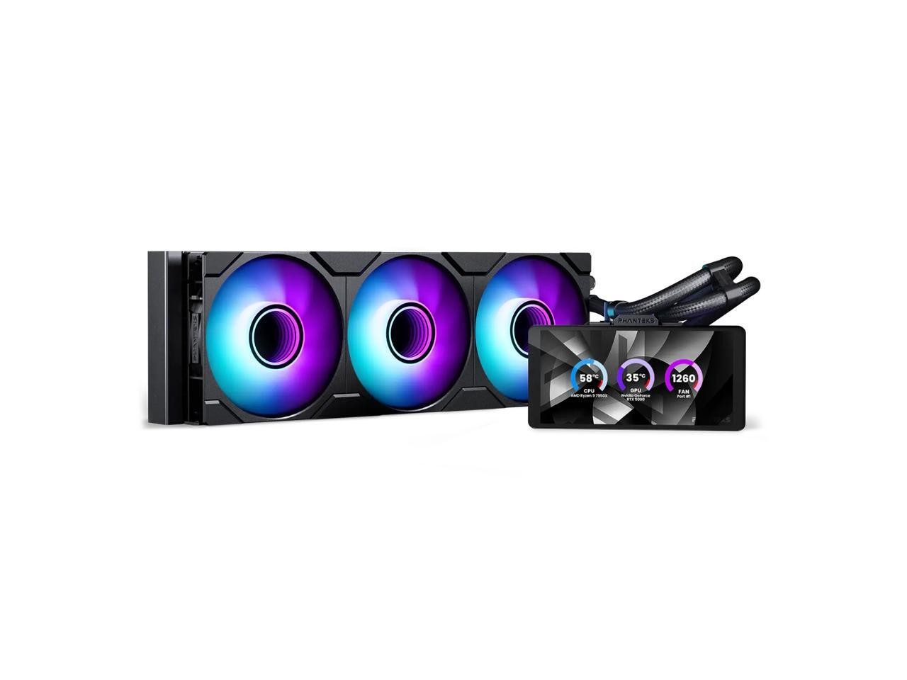 Phanteks PHGO360M25G2LCD Glacier One 360M25 LCD 360mm Liquid CPU Cooler Black