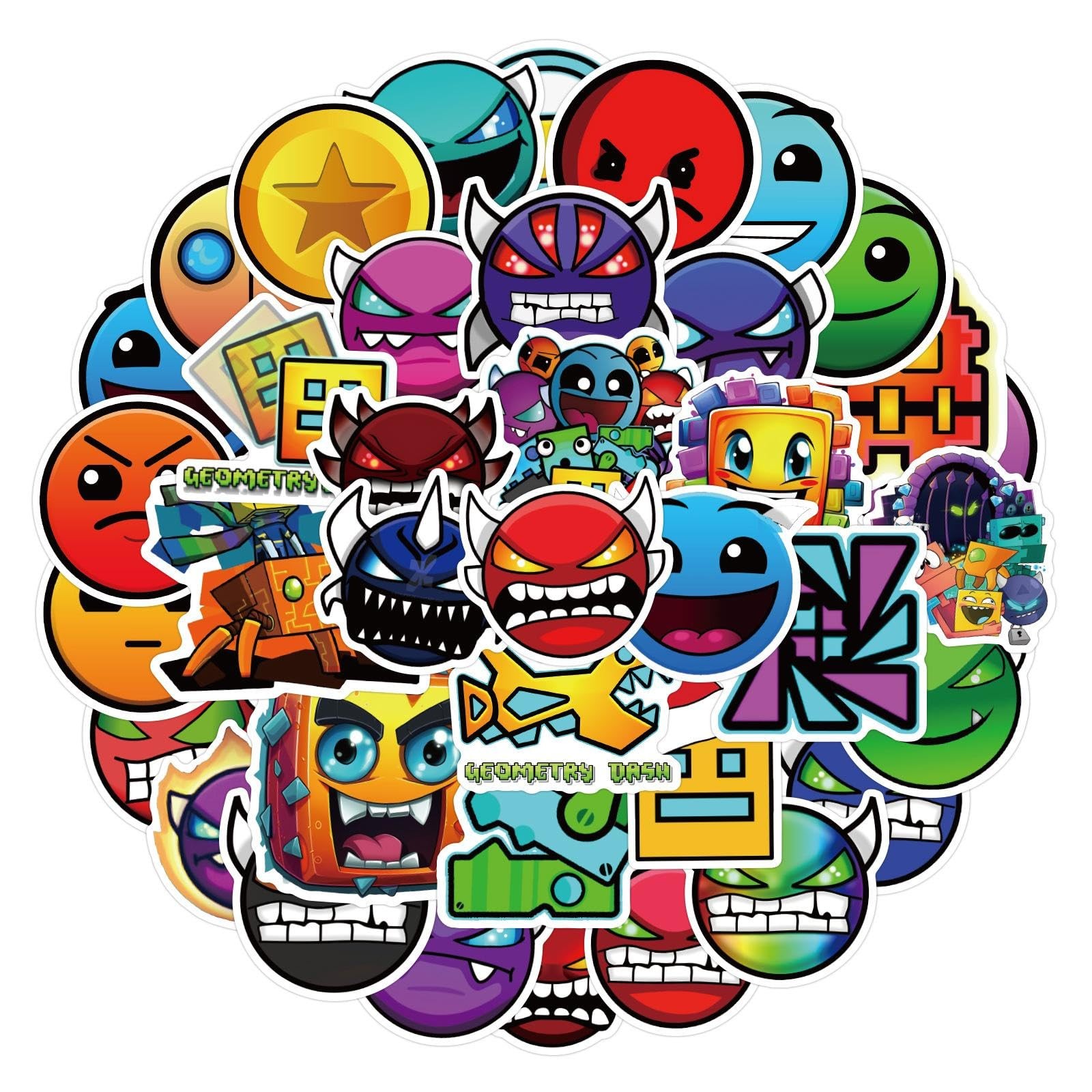 50pcs Geometry Dash Stickers Cool Trendy Cartoon Game for 