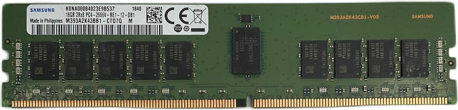 Samsung 16GB 2Rx8 PC4-2666V-R DDR4 2666MHz RDIMM ECC Server RAM M393A2K43BB1-CTD