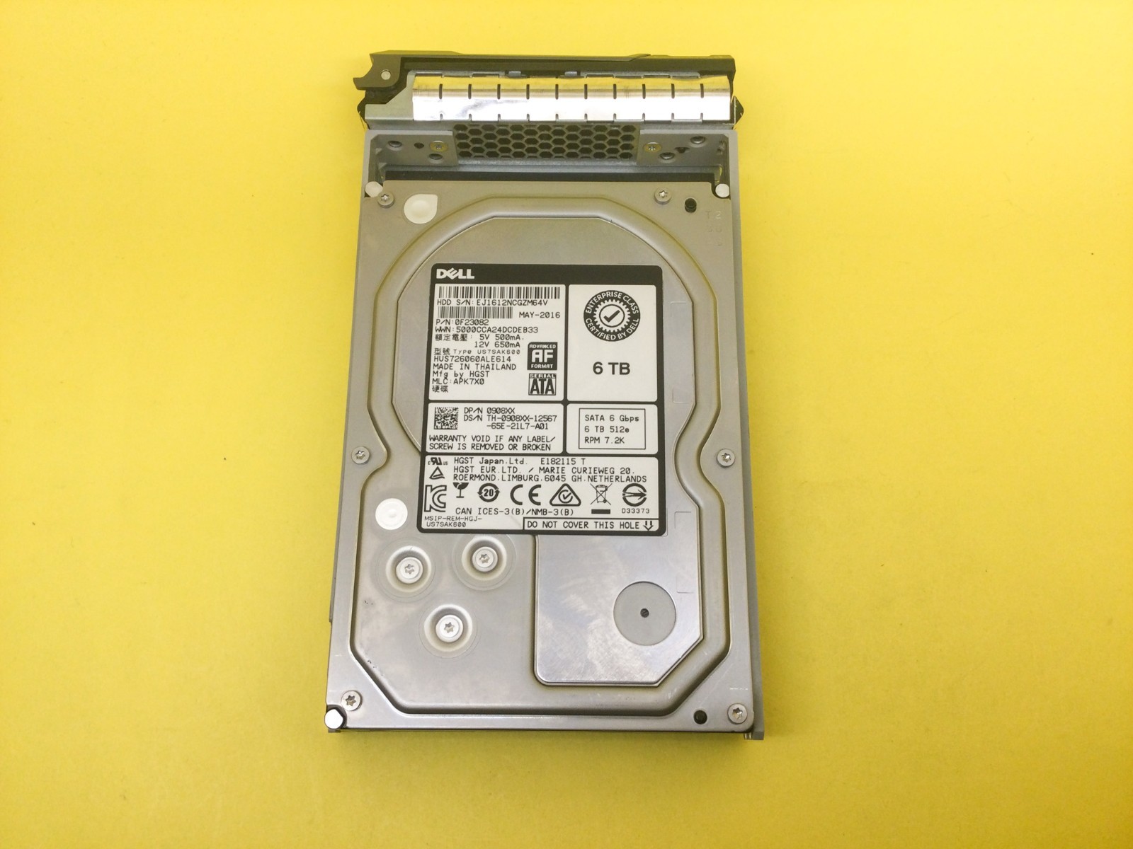 908XX Dell 6TB 7.2K SATA 6Gb/s 3.5in HDD w/ Tray 0908XX HUS726060ALE614