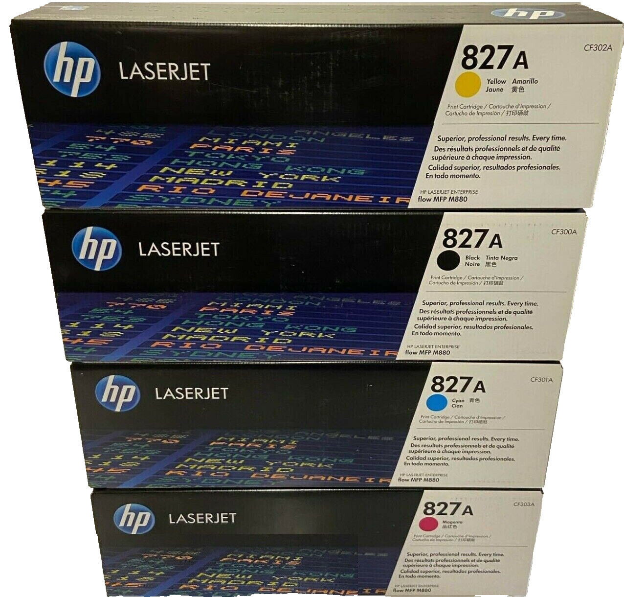 4 x original toner HP LaserJet Enterprise M880 Z MFP / 827A CF300A -CF303A original packaging