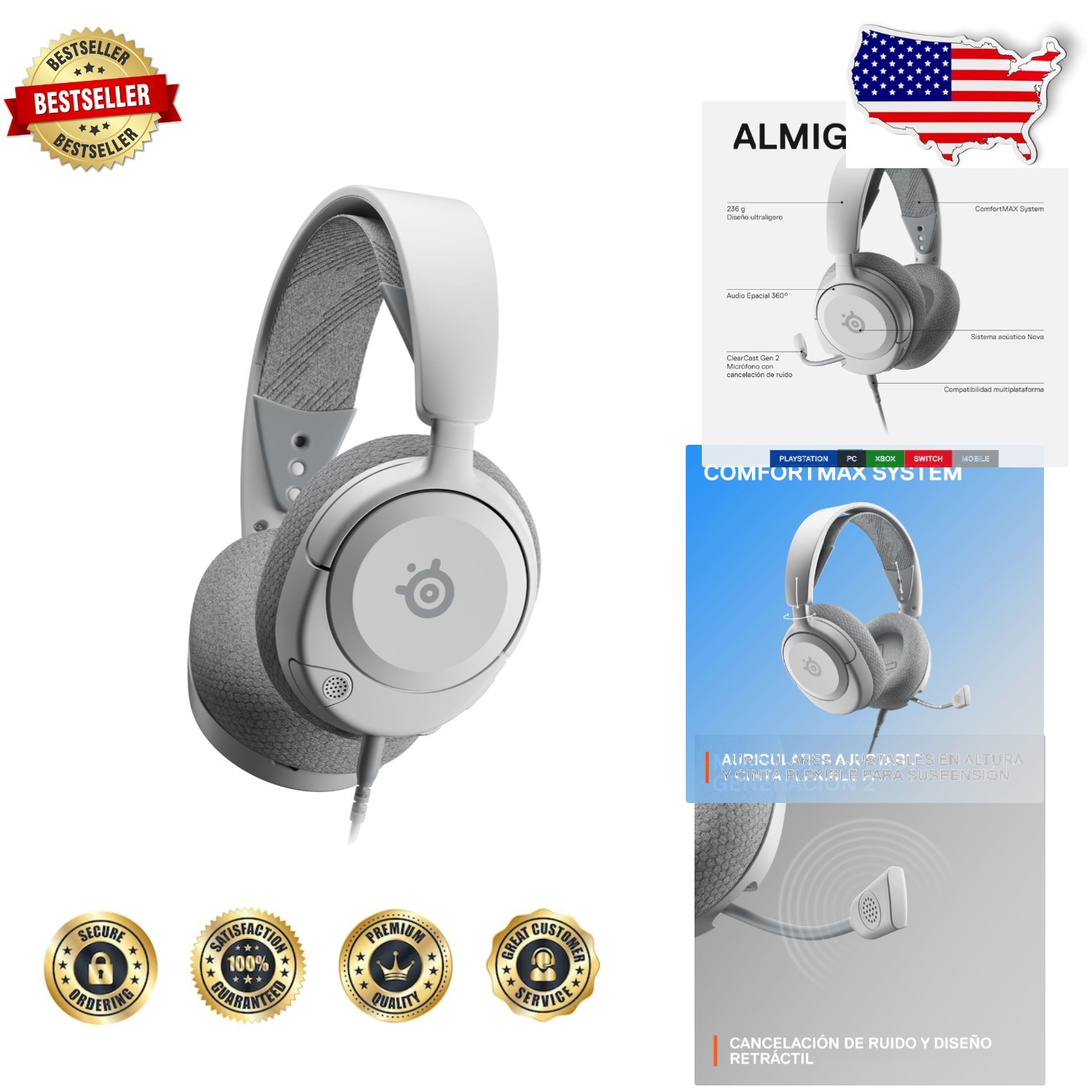 SteelSeries Arctis Nova 1P Gaming Headset - Hi-Fi Audio, 360° Spatial Sound, ...