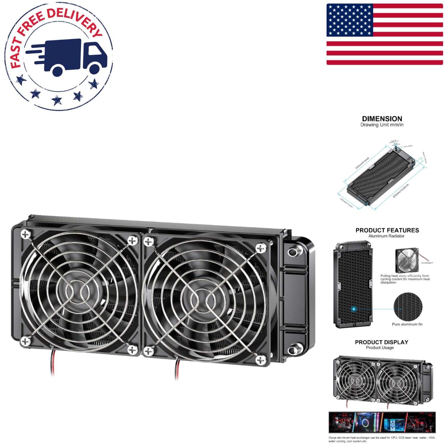 12 Pipe Aluminum Water Cooling Radiator with Fan for Optimal PC Performance