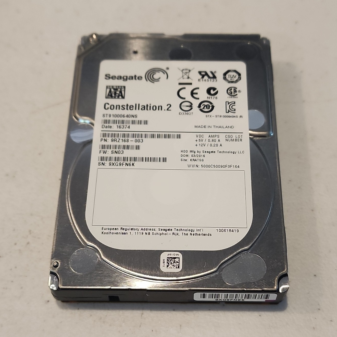 Seagate Constellation.2 1TB 2.5" SATA 6Gb/s 7200RPM 64MB HDD ST91000640NS