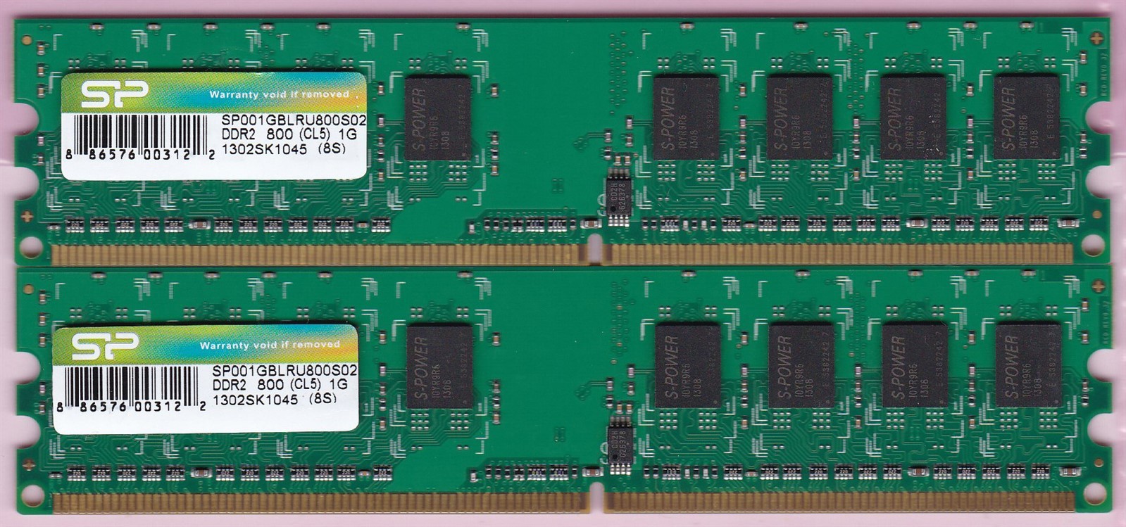 2GB 2x1GB PC2-6400 DDR2-800 SP S-Power SP001GBLRU800S02 Desktop Ram Memory Kit