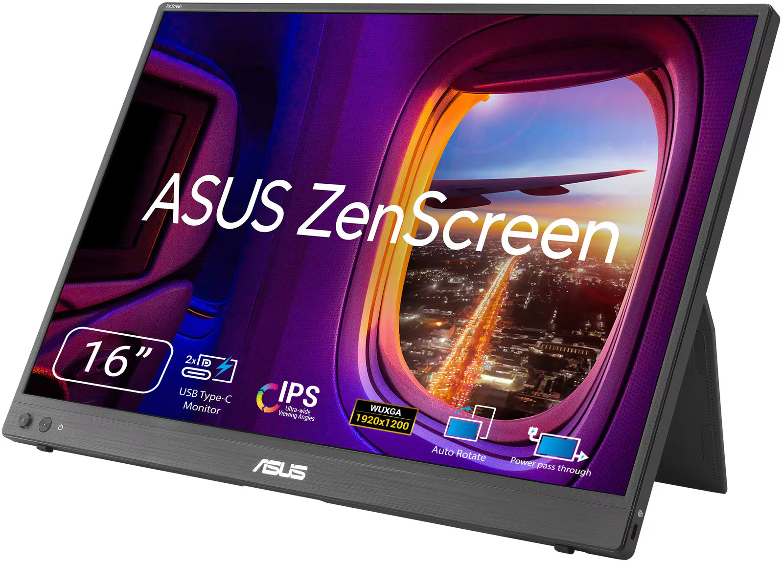 ASUS - ZenScreen 16" FHD+ IPS Portable Monitor with Ergo Kickstand (Mini-HDMI...