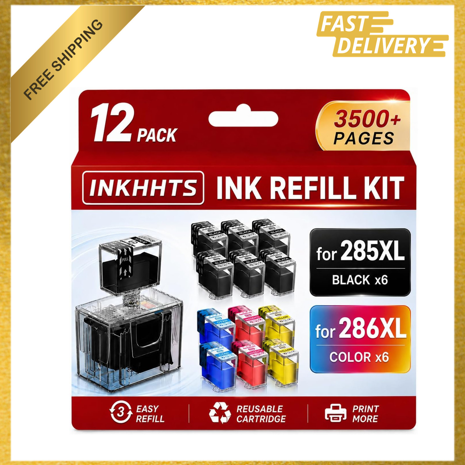 PG-285XL CL-286XL Ink Refill Kit for Canon Pixma TS7720 TS7722 TR7820 Printer 12