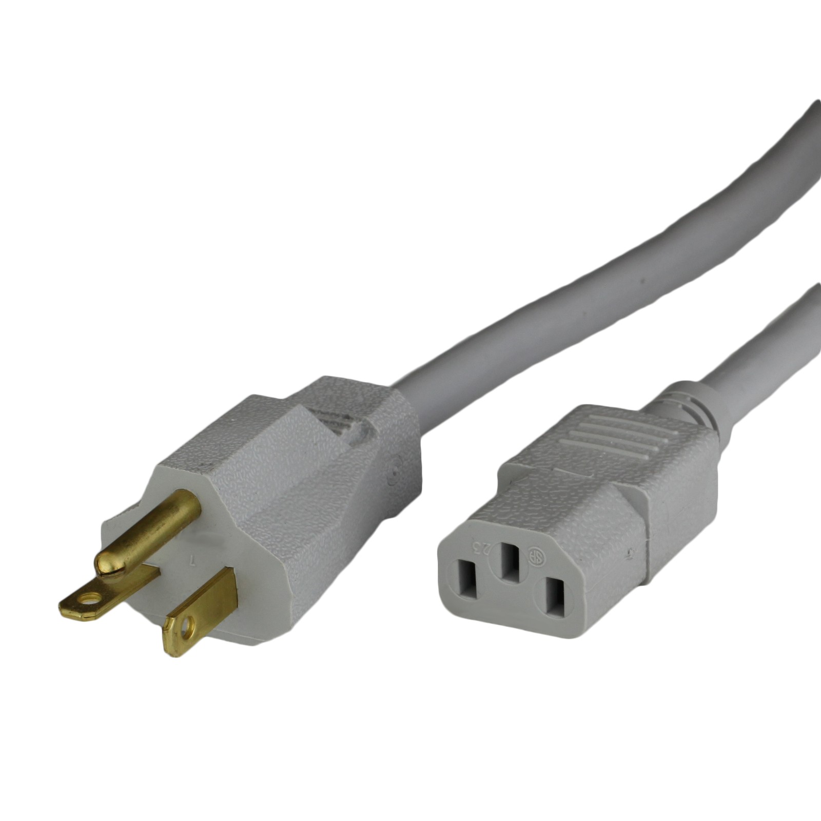 NEMA 5-20P to C13 15A 125V 14/3 SJT(OW) Power Cord - Gray - 3ft