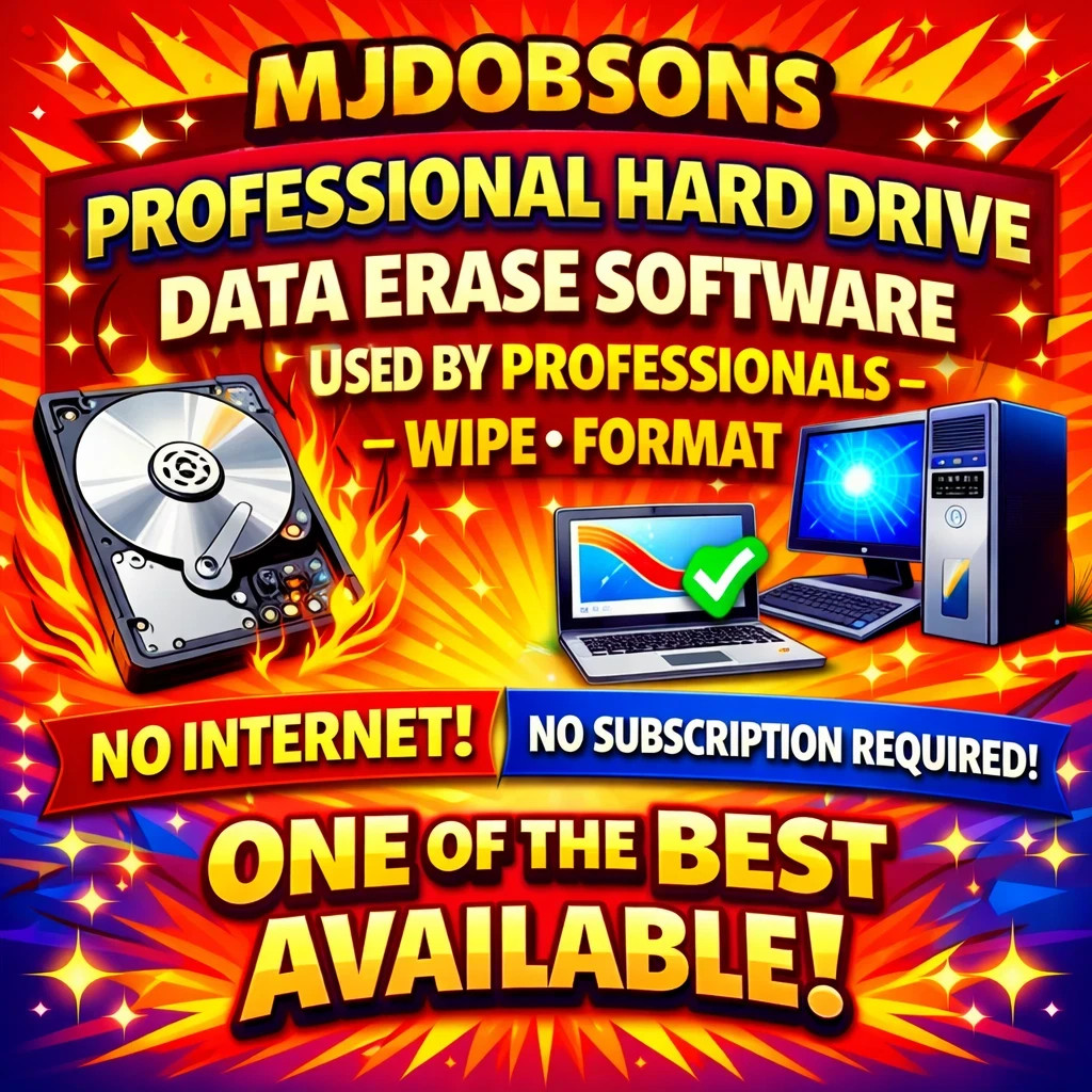 Hard Drive Wipe USB Secure Erase Data Destruction HDD SSD PC Laptop Bootable